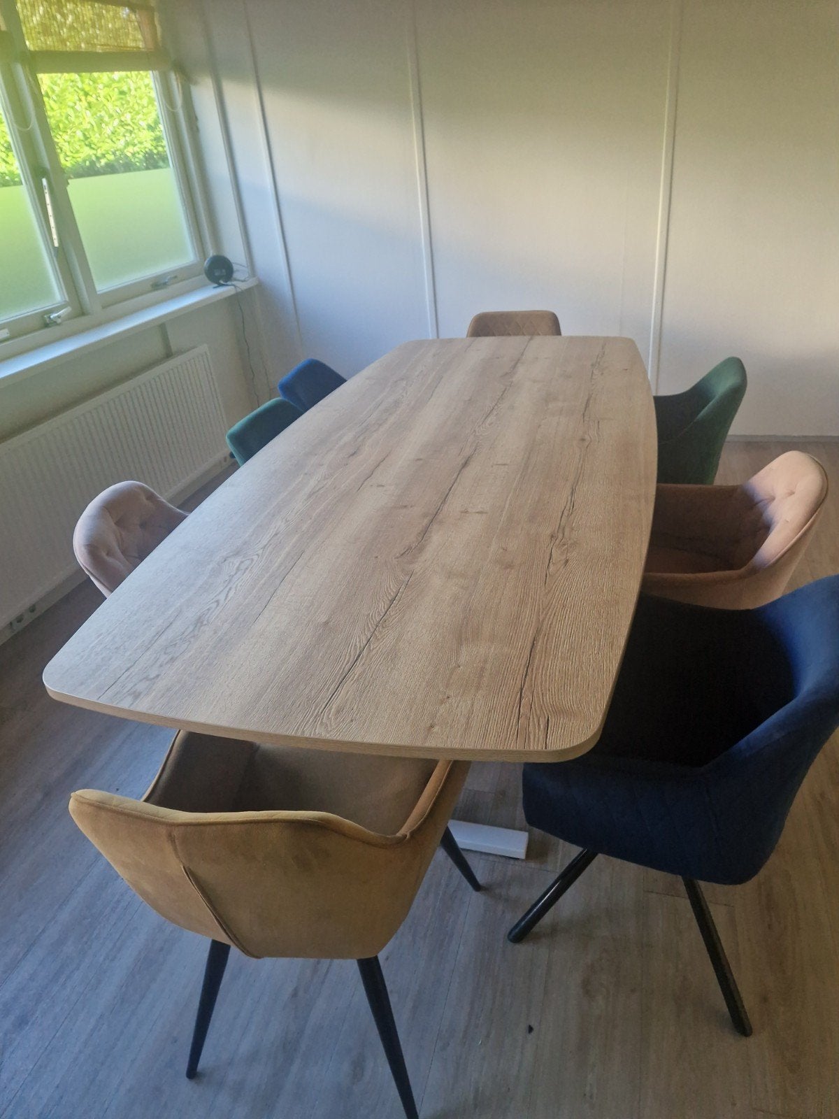 Moderne vergadertafel met houtlook - perfect voor 4-6 person, Huis en Inrichting, Ophalen, 200 cm of meer, 50 tot 100 cm, Zo goed als nieuw