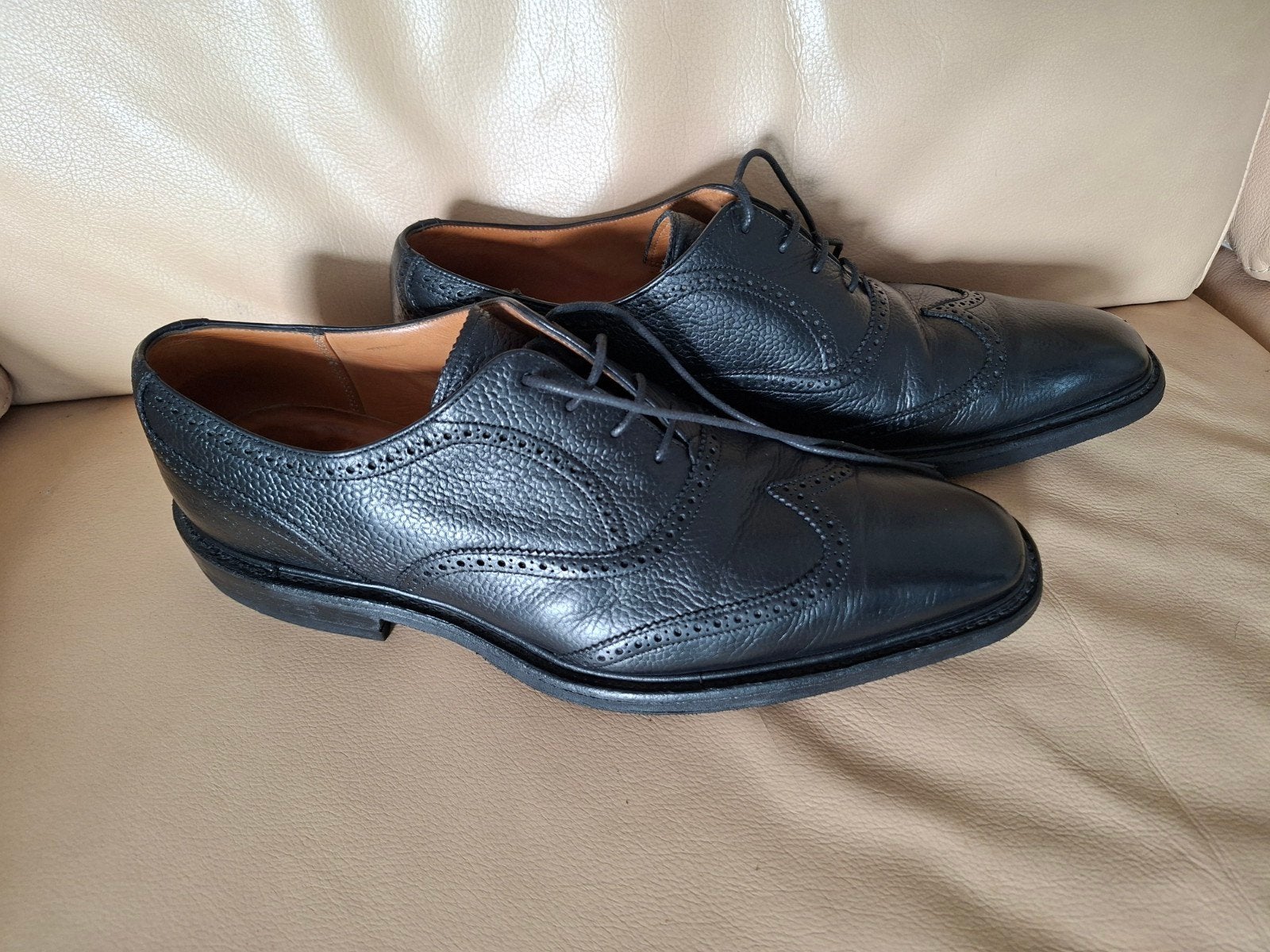 Joseph Cheaney & Sons Brogues – Zwart Pebble-Grain – Maat 42, Ophalen of Verzenden, Gedragen, Zwart
