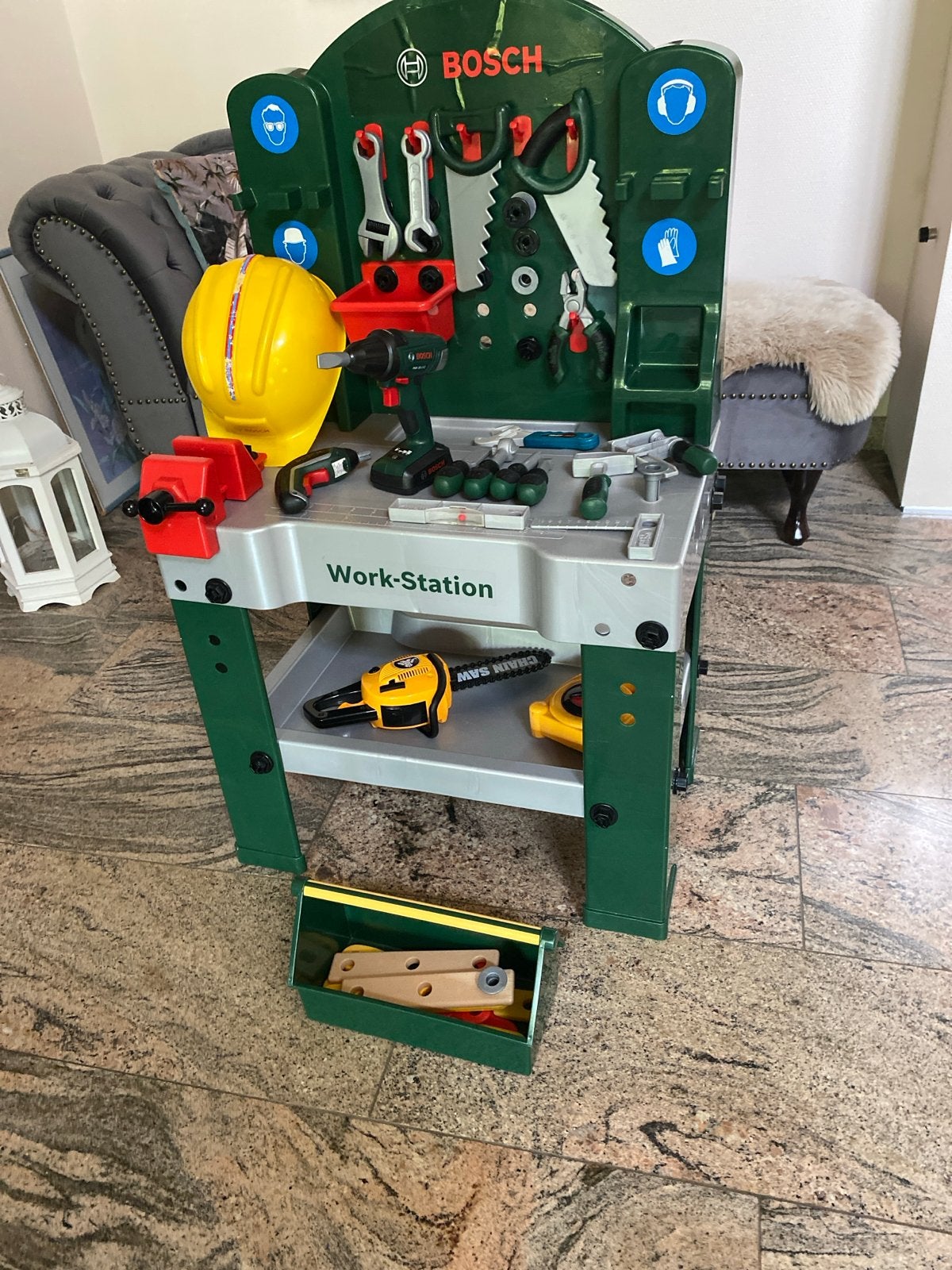 Bosch Werkbank Work-Station voor kinderen, Kinderen en Baby's, Speelgoed | Overig, Ophalen, Zo goed als nieuw, Jongen of Meisje