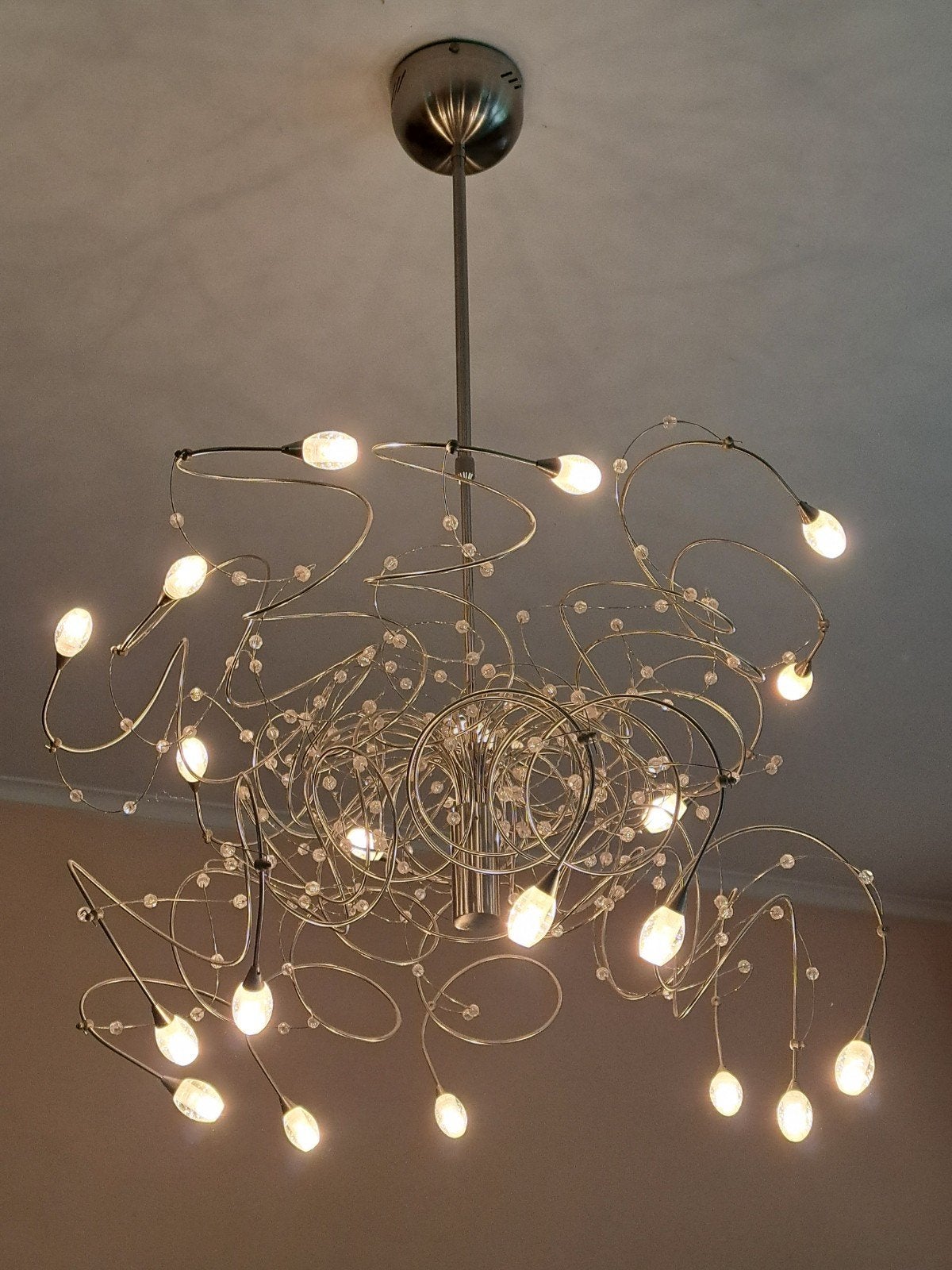 Moderne Hanglamp met Kristallen en Spiraalvormig Design, Ophalen of Verzenden, Gebruikt, G4