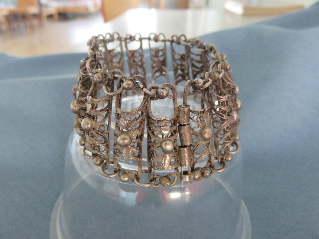 Antieke enkel / armband in wellicht b.w.g. zilver ca. 1900, Ophalen of Verzenden, Overige materialen, Armband