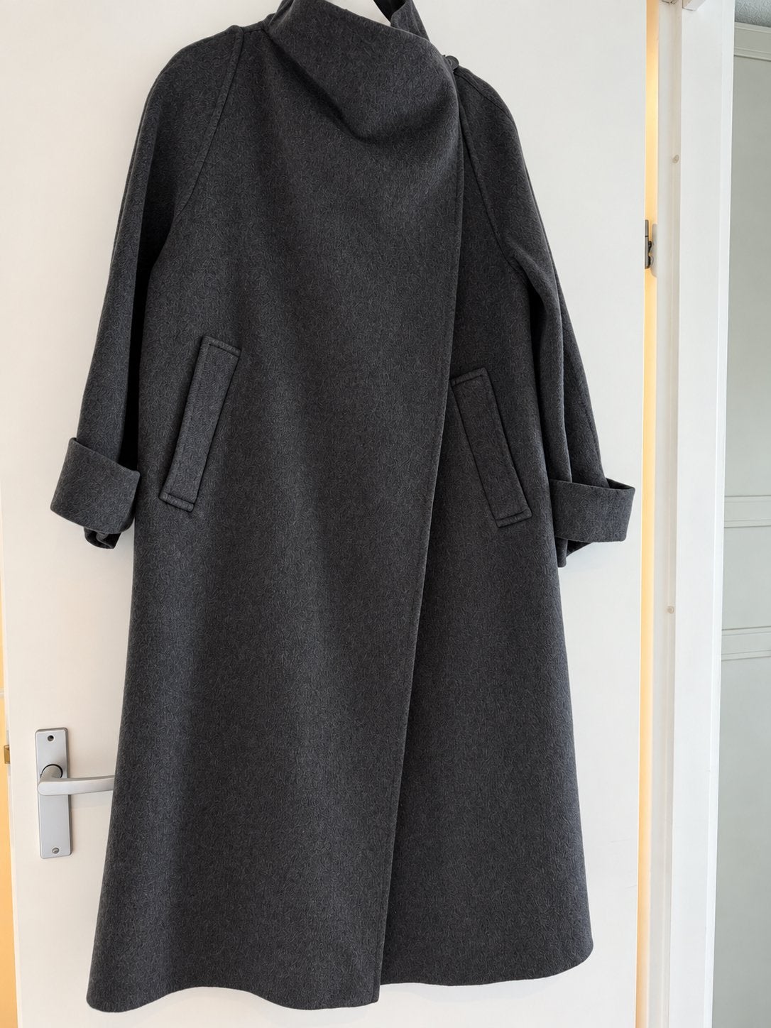Luxe dames mantel jas 100% wol | Lang | model | Zwart |, Ophalen of Verzenden, Zo goed als nieuw, Zwart, Jas of Mantel
