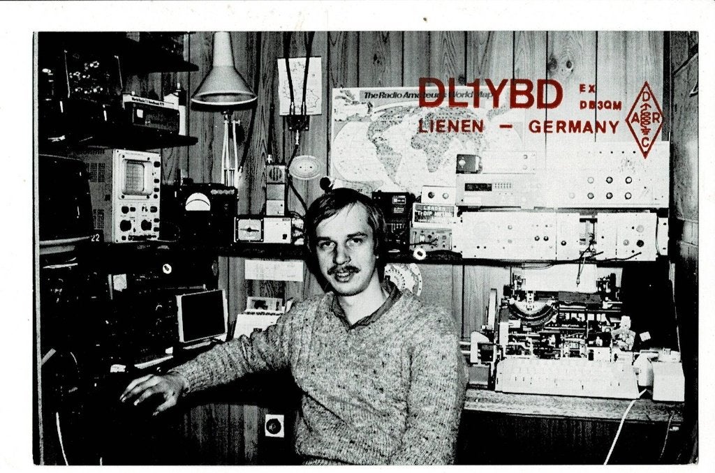 QSL kaart DL1YBD Jürgen Merz Lienen Duitsland 1983, Ophalen of Verzenden, 1980 tot heden, Gelopen, Overige thema's