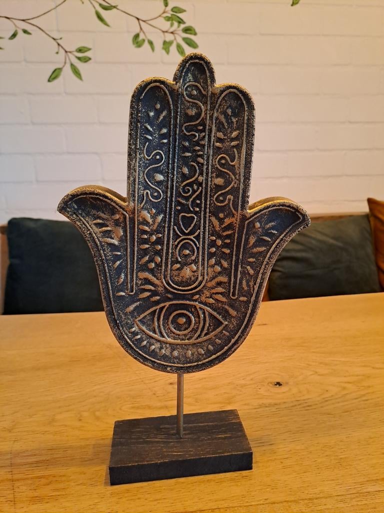Houten hamsa hand op steun., Huis en Inrichting, Ophalen of Verzenden, Nieuw