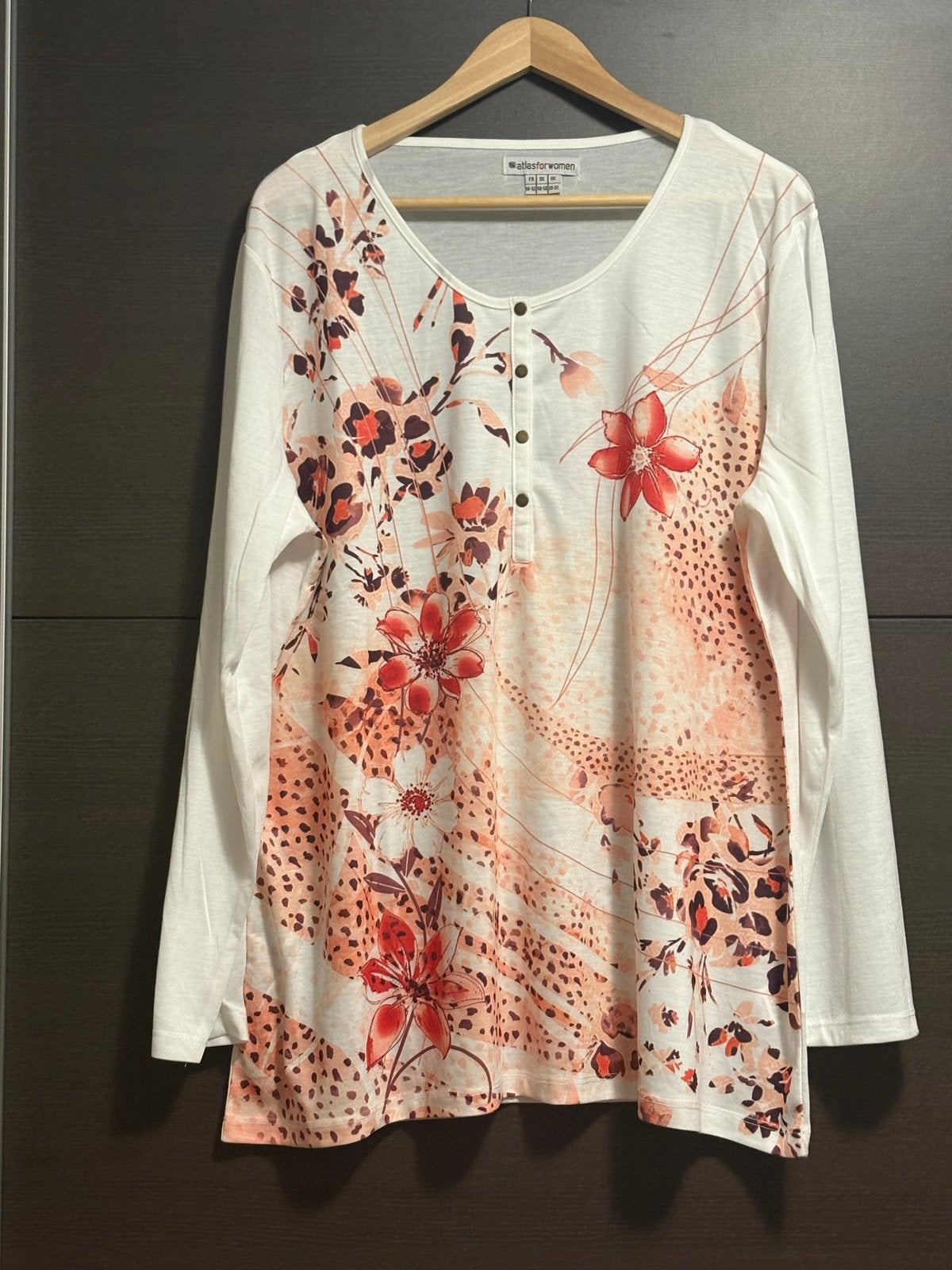 Atlas for Women T-shirt met lange mouwen, bloemenprint, Kleding | Dames, Wit, Maat 46/48 (XL) of groter, Nieuw, Ophalen of Verzenden