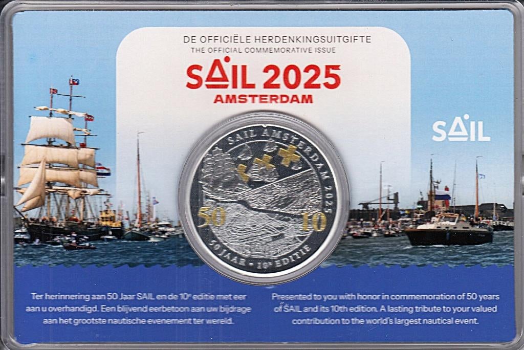 Nederland- 2025- Munt- Sail 25 Inclusief Certificaat, Verzenden, Overige landen, Losse munt, Zilver