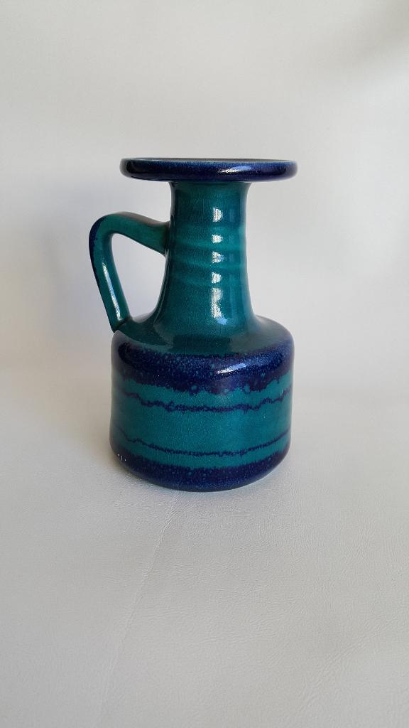 Ravelli vaas kan Turkoois blauw glazuur handvat gemerkt 310, Antiek en Kunst, Antiek | Keramiek en Aardewerk, Ophalen