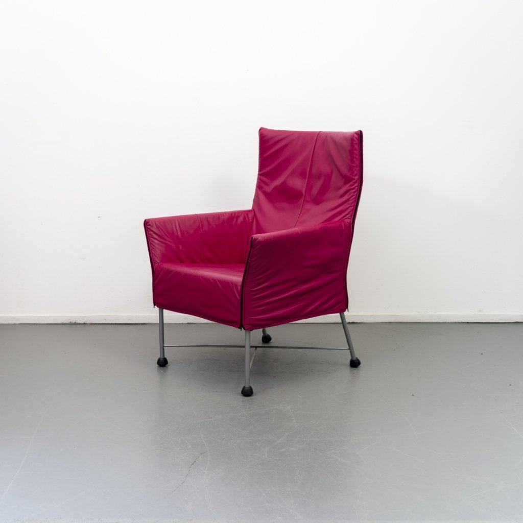 Montis Charly Fauteuil Roze Leer - Grijs (Op Doppen), Huis en Inrichting, Niet ingevuld, Zo goed als nieuw, Niet ingevuld, Niet ingevuld