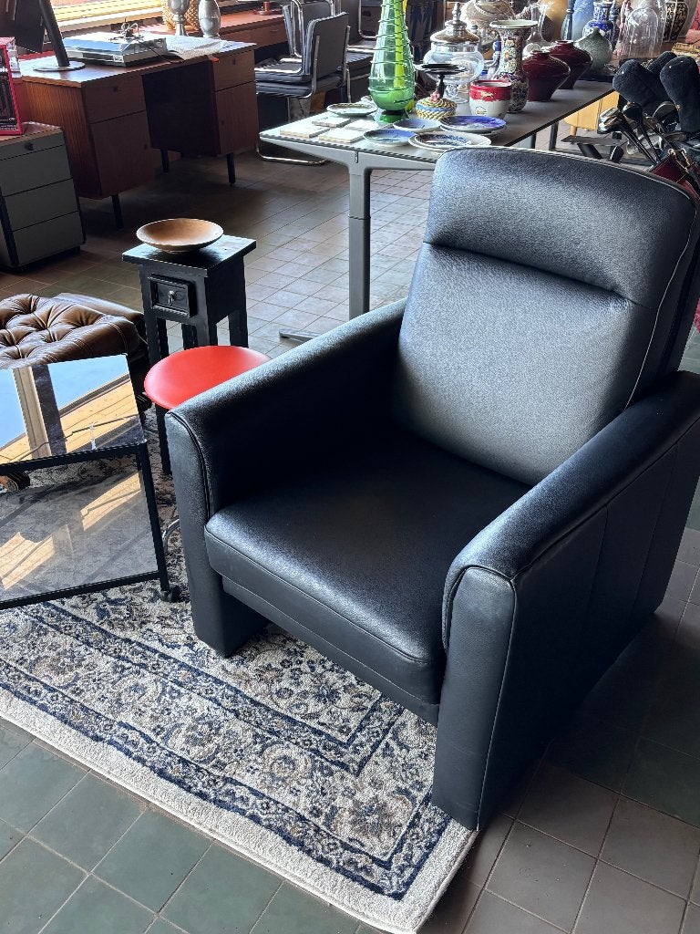 Zwarte leren fauteuil armstoel clubstoel  CS26543, Huis en Inrichting, Ophalen, Gebruikt, Klassiek, 75 tot 100 cm