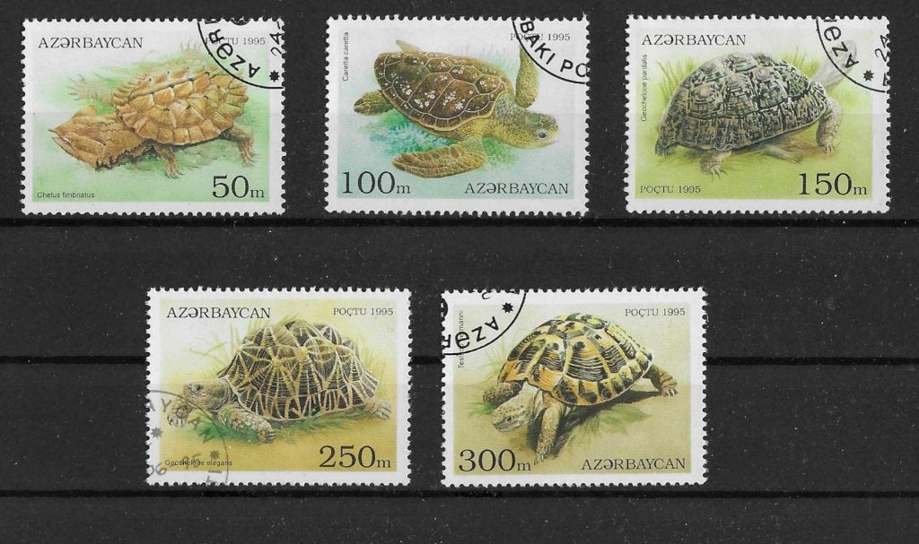 Azerbeidzjan Michel 223-227 gestempeld SCHILDPADDEN, Postzegels en Munten, Postzegels | Azië, Gestempeld, Centraal-Azië, Ophalen of Verzenden