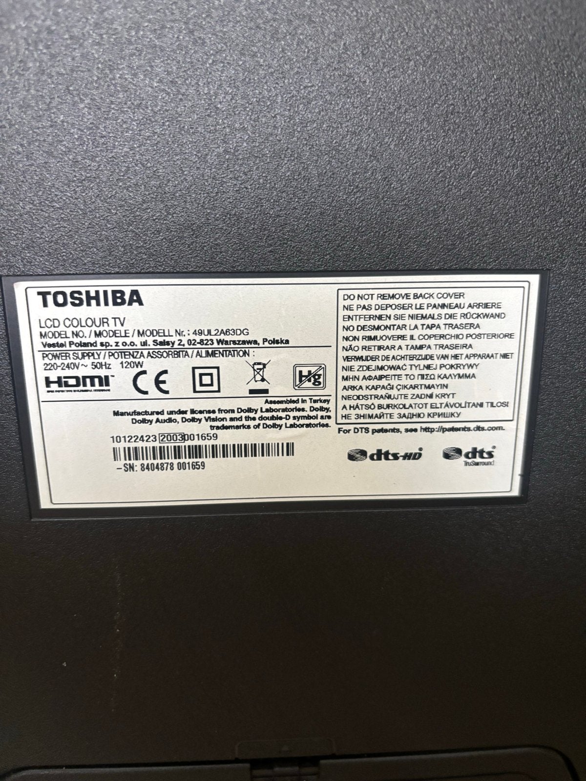 Foto 3 van Toshiba 49 inch 4K Smart TV, model 49UL2A63DG, uit 2019/2020