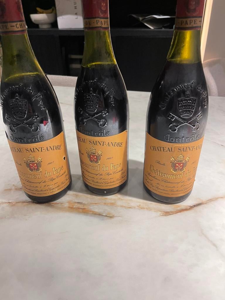 Châteauneuf-du-Pape 1987 wijn, Verzamelen, Wijnen, Frankrijk, Ophalen of Verzenden, Zo goed als nieuw, Rode wijn