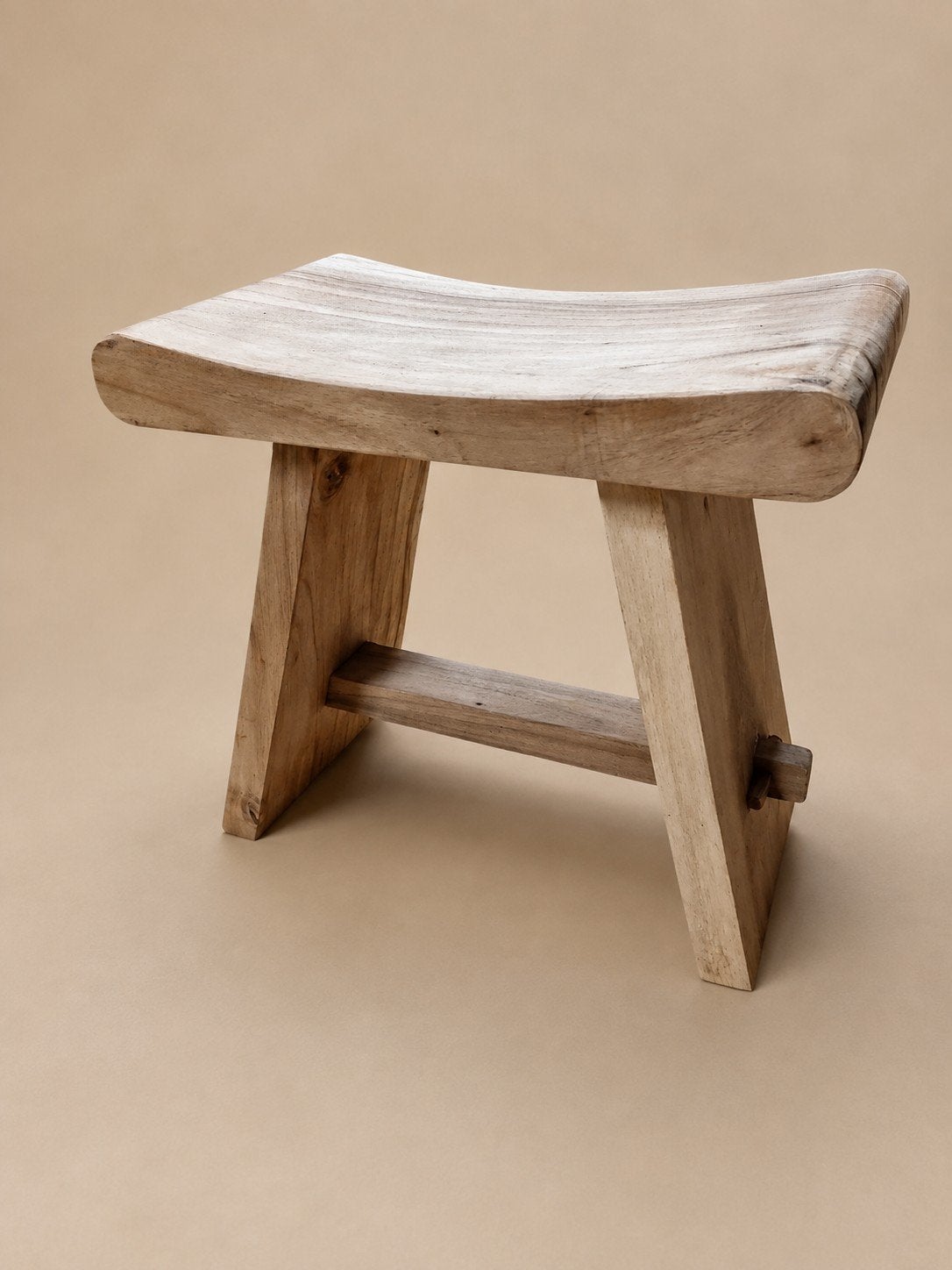 Massief hardhouten krukje, Ophalen of Verzenden, Hout