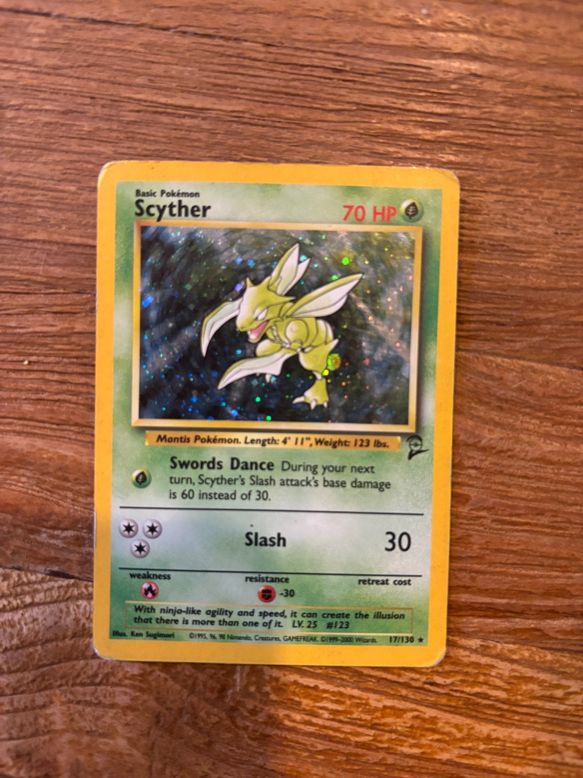 Pokémon Scyther holo, Hobby en Vrije tijd, Ophalen of Verzenden, Gebruikt, Losse kaart, Foil