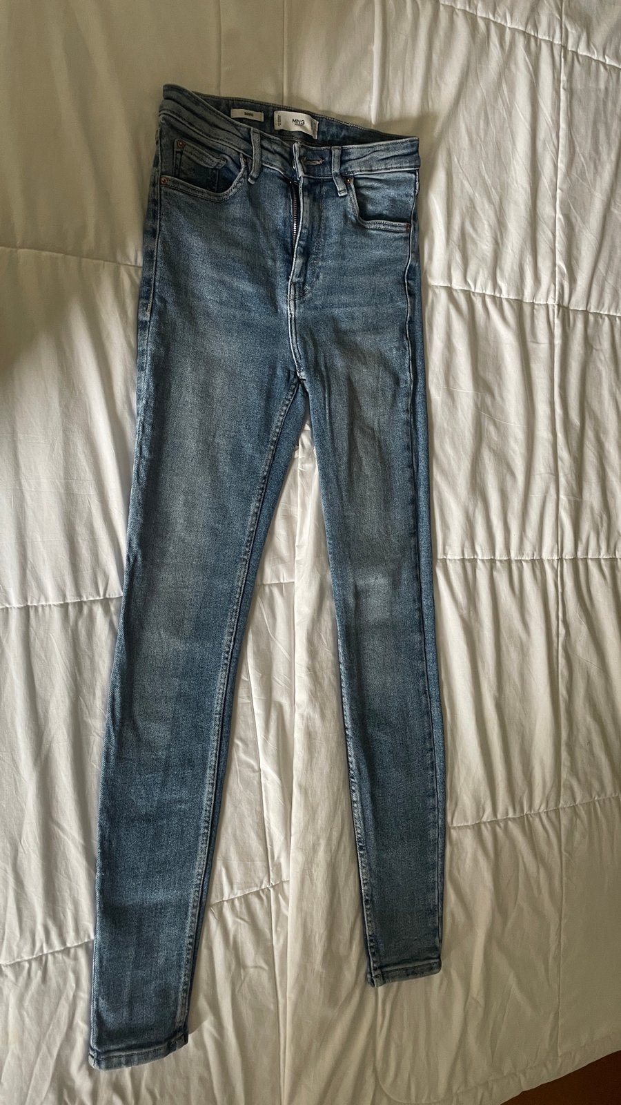 Mango High-Waist Skinny Jeans - Blauw, Kleding | Dames, Ophalen of Verzenden, Zo goed als nieuw, Blauw, W27 (confectie 34) of kleiner