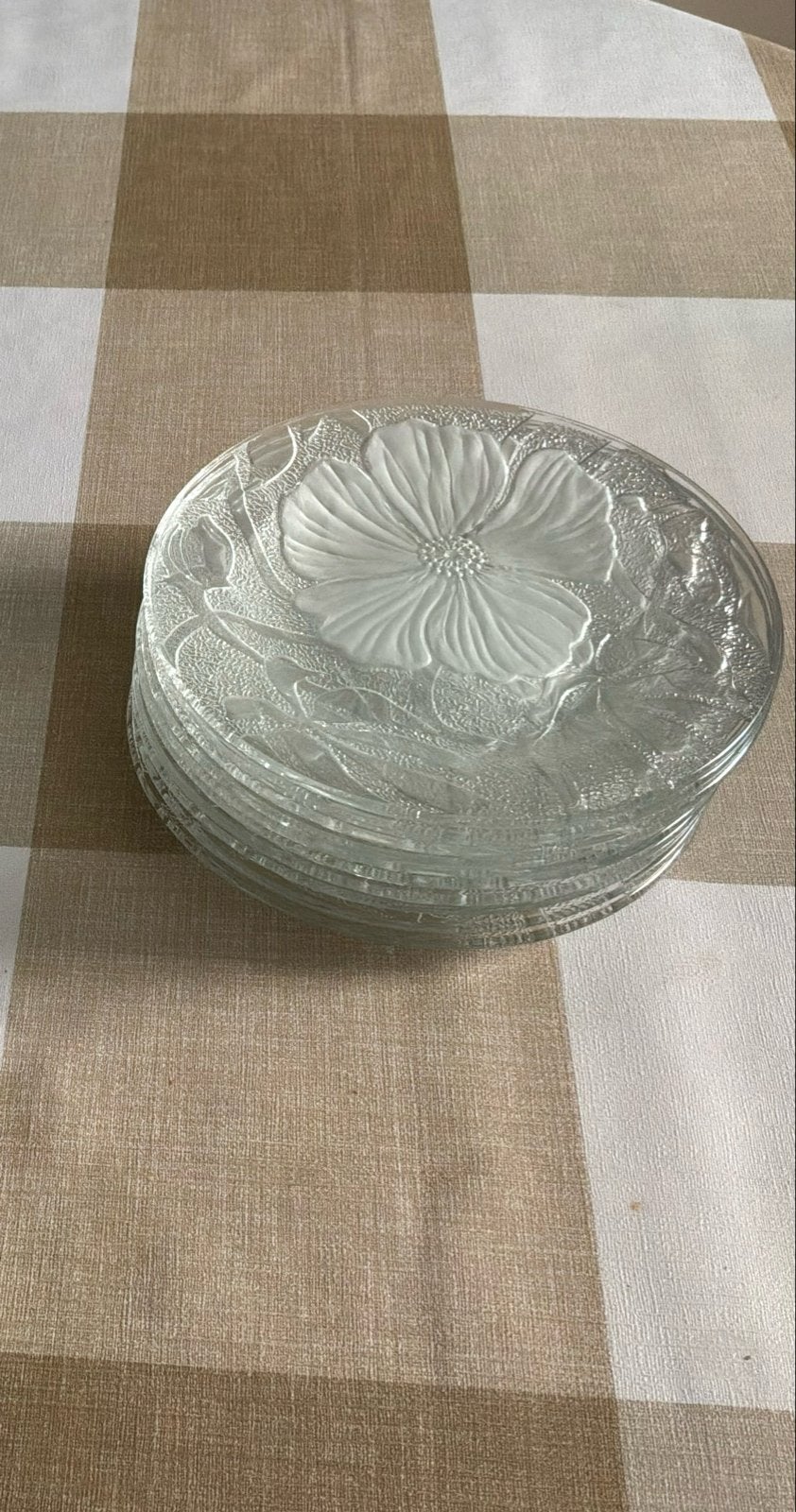 Set van 11 glazen bordjes met bloemmotief, Huis en Inrichting, Keuken | Servies, Klassiek, Nieuw, Ophalen of Verzenden, Glas