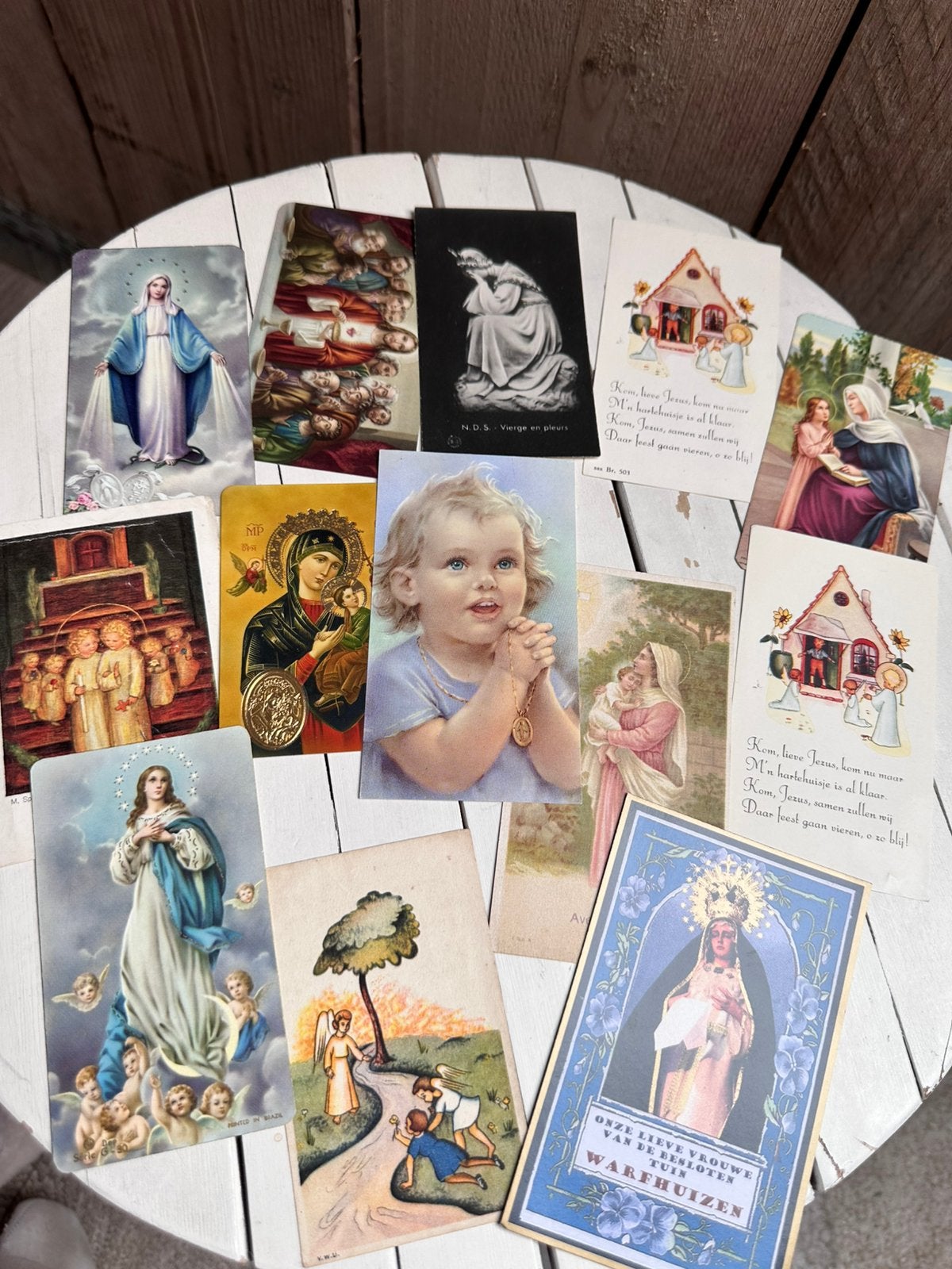 Setje vintage/antieke bidprentjes, Ophalen of Verzenden