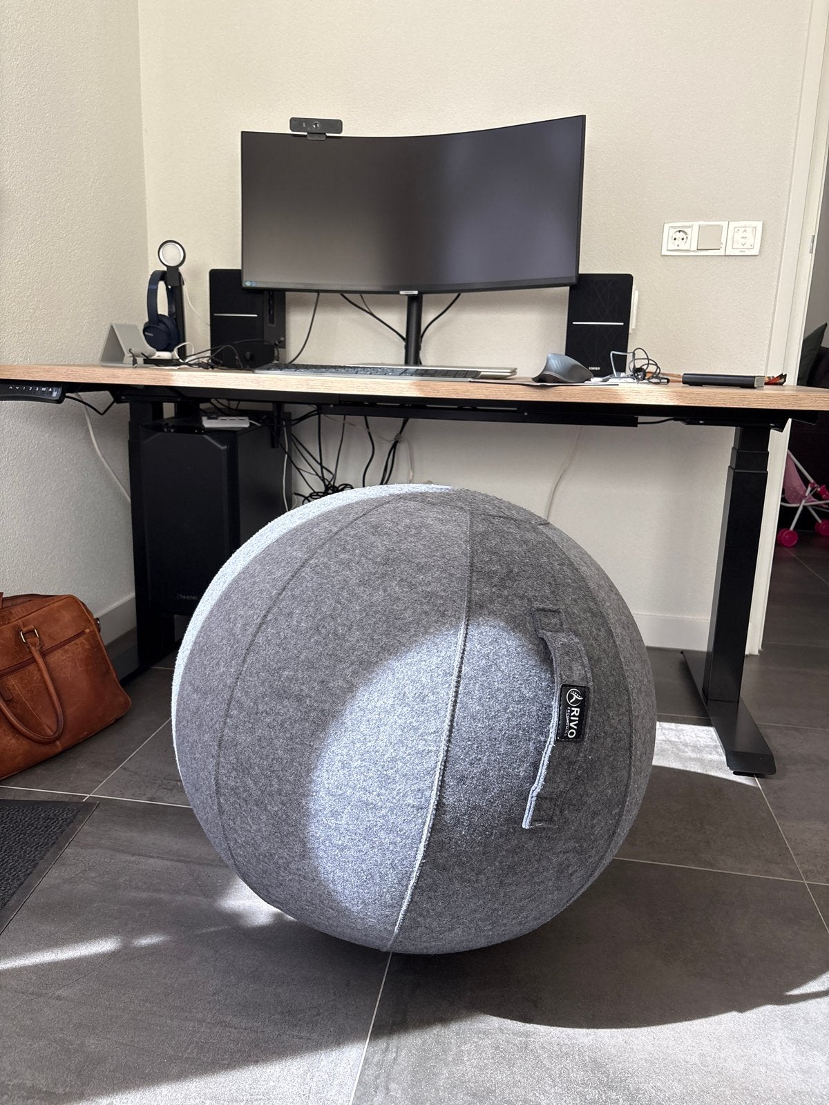 Rivo Ergonomics Zitbal Dynabal 65cm - Grijs, Ophalen, Zo goed als nieuw, Eén, Stof