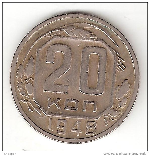 russia 20 kopeks 1948 km 118 vf, Verzenden, Rusland, Losse munt
