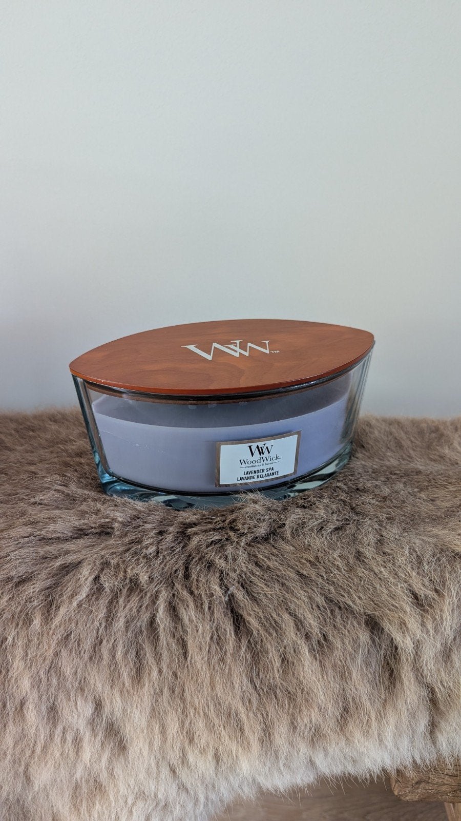 Woodwick Lavender Spa Kaars 453g, Huis en Inrichting, Woodwick, Paars, Nieuw, Ophalen of Verzenden