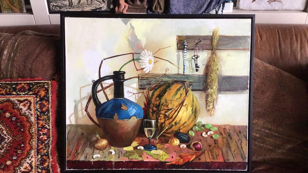 Schilderij- Stilleven op Doek - Olieverf - Gesigneerd, Ophalen of Verzenden
