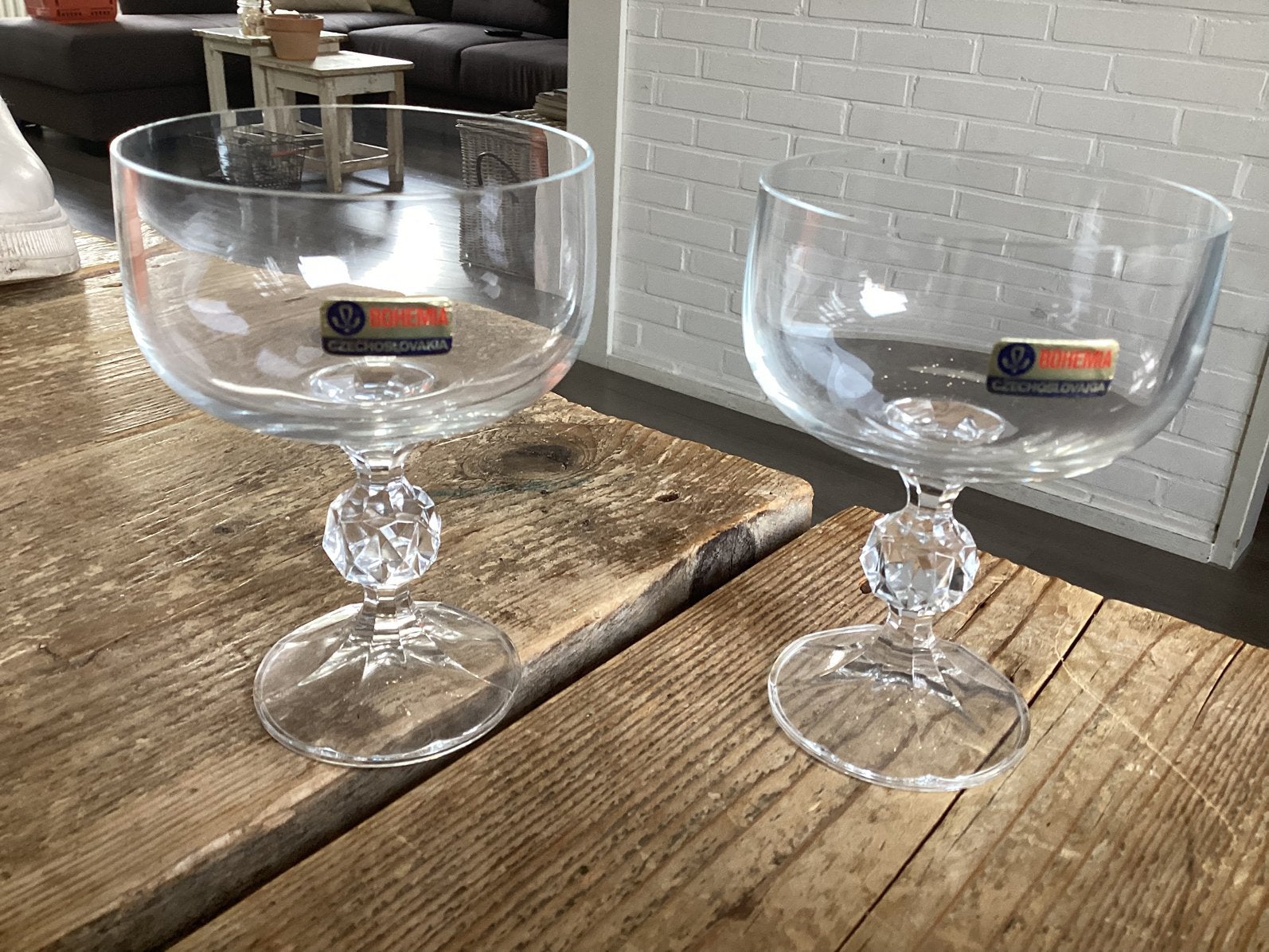 Bohemia czechoslovakia champagne / wijn coupes, Ophalen of Verzenden