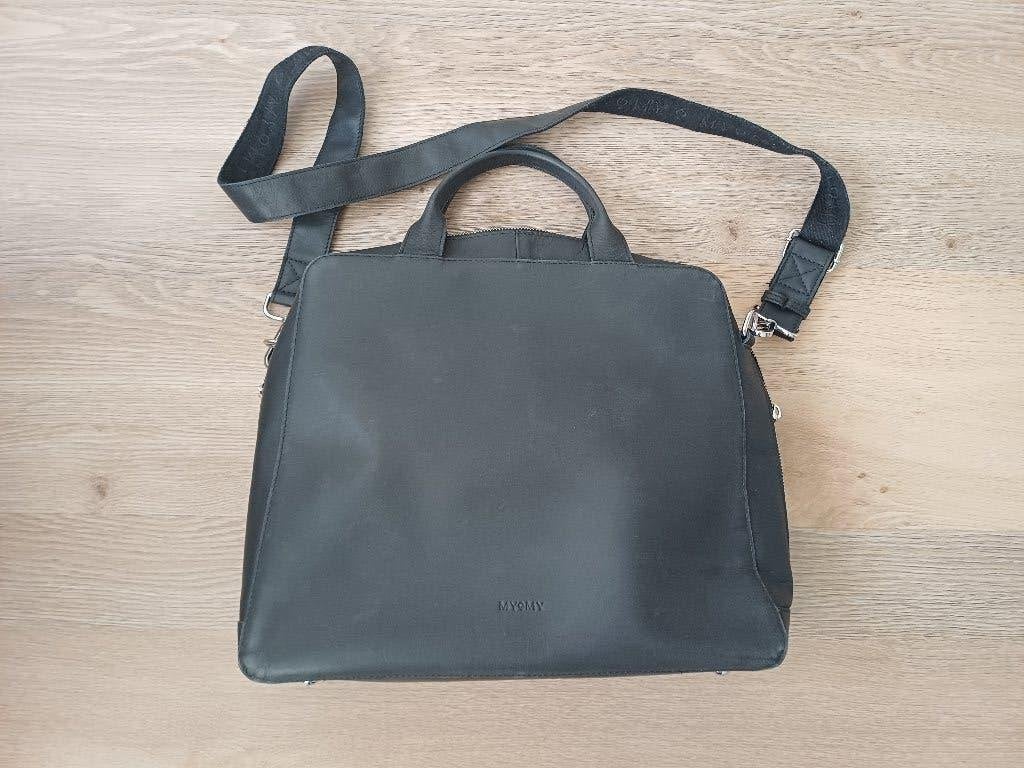 Myomy laptoptas, echt leder, zwart, extra ruimte, NIEUW!!!!, Ophalen of Verzenden, Nieuw, Zwart, Handtas