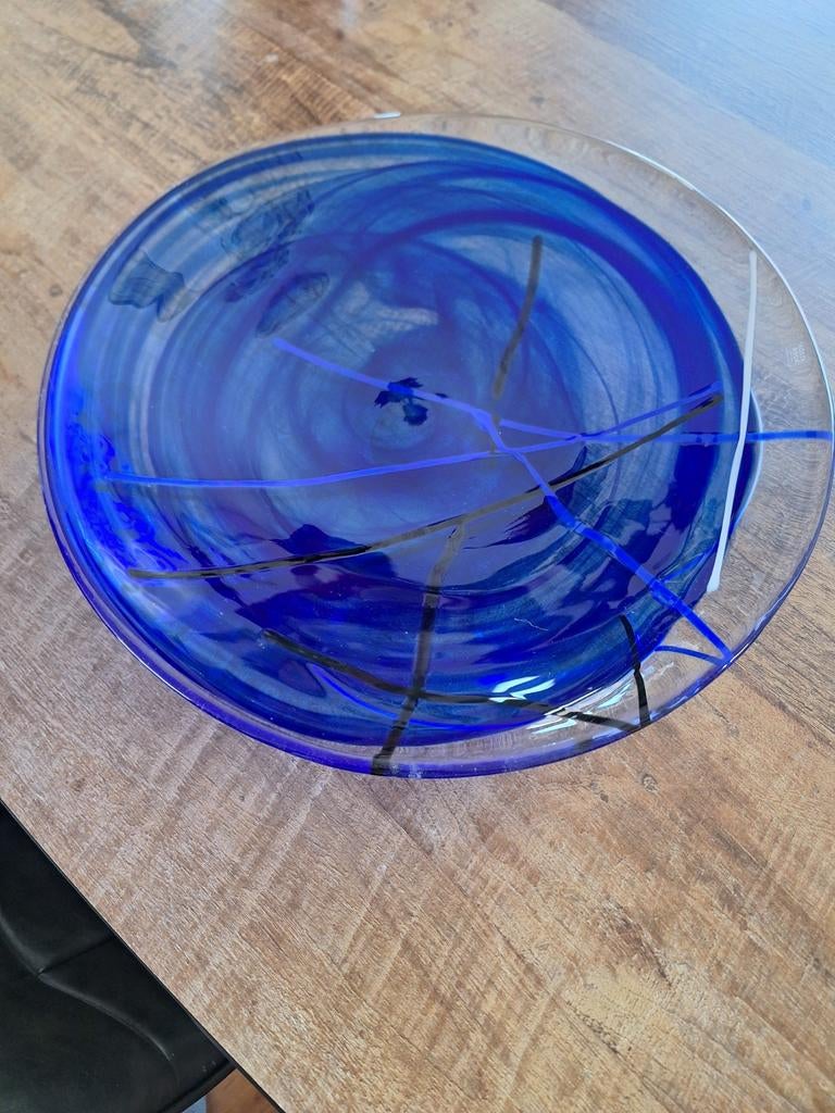 Kosta Boda Glaskunst Fruitschaal - Blauw Design, Ophalen of Verzenden