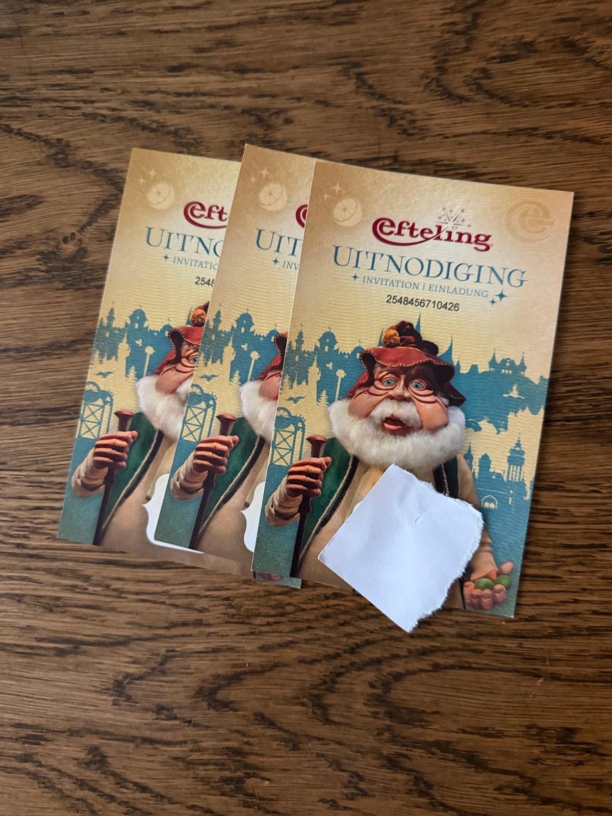 3 efteling kaarten, Tickets en Kaartjes, Drie personen of meer, Ticket of Toegangskaart