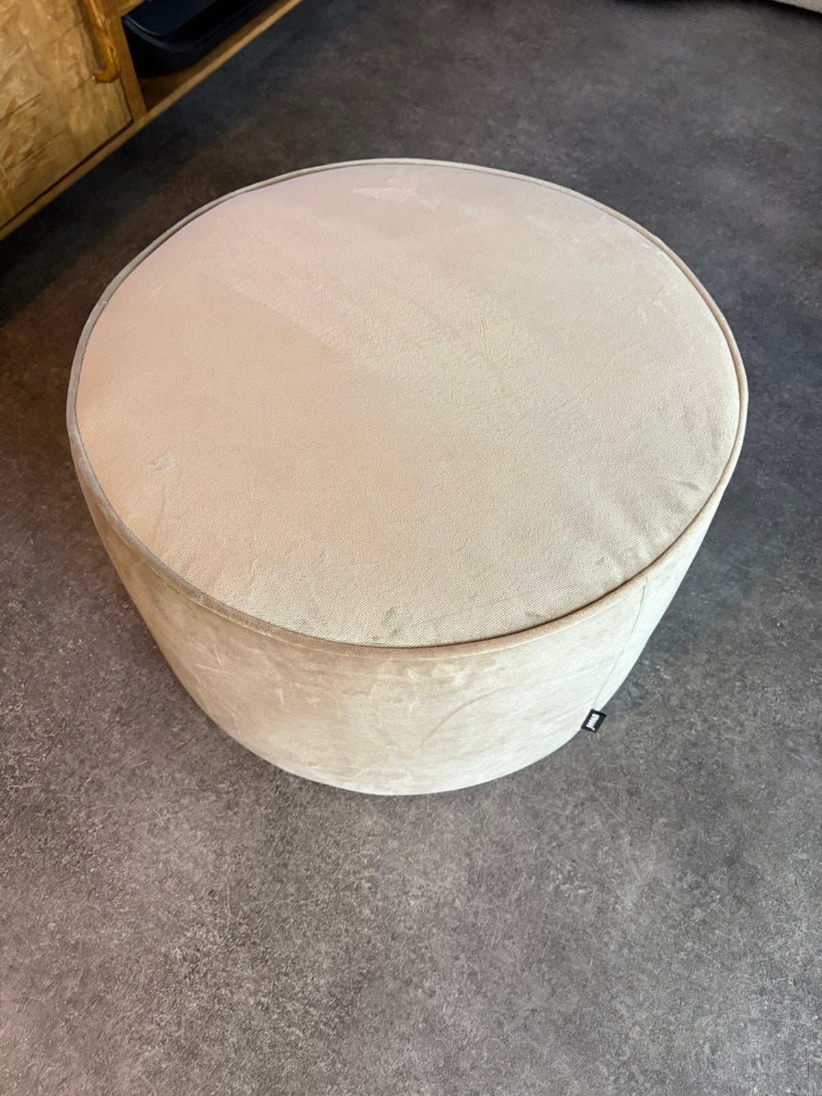 Woood poef laag sara khaki nieuw, Ophalen, Rond, Minder dan 50 cm, Zo goed als nieuw