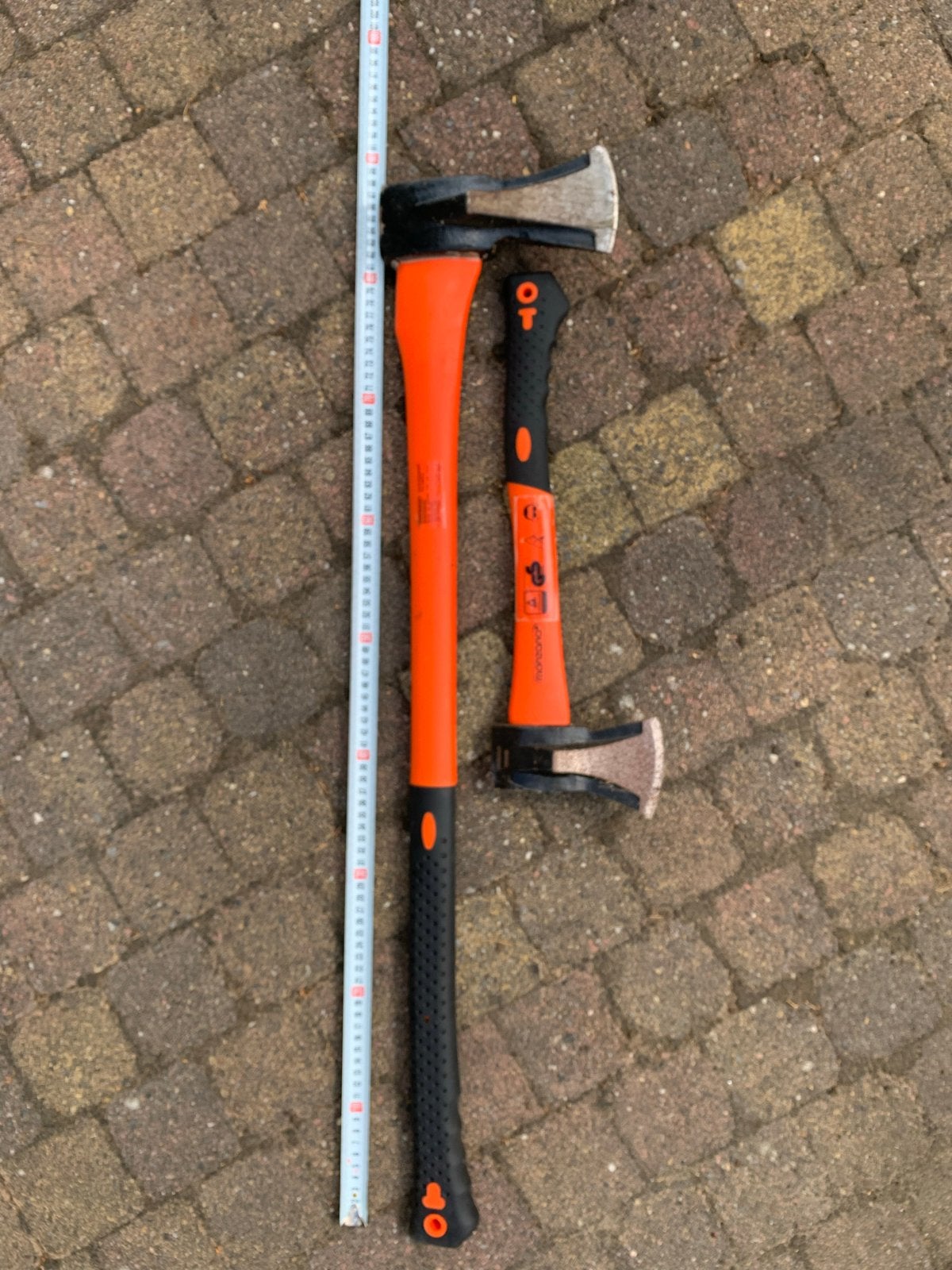 Houtbijlen voor haardhout - 87 cm en 47 cm, Ophalen, Gebruikt, Hamer, Overige merken