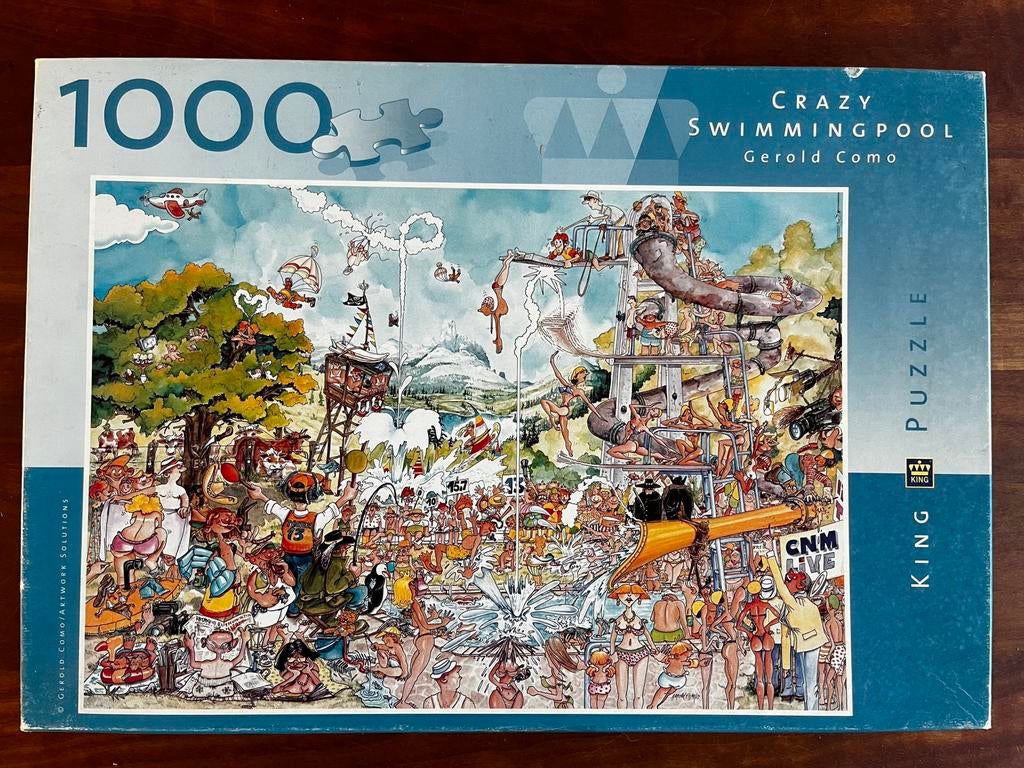 King comic puzzel Crazy Swimmingpool 1000 stukjes, Ophalen of Verzenden, 500 t/m 1500 stukjes, Gebruikt, Legpuzzel