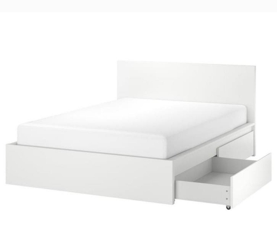GEVRAAGD: 2 BEDLADES van IKEA Malm bed, Ophalen, 100 cm, Overige typen, Tweepersoons