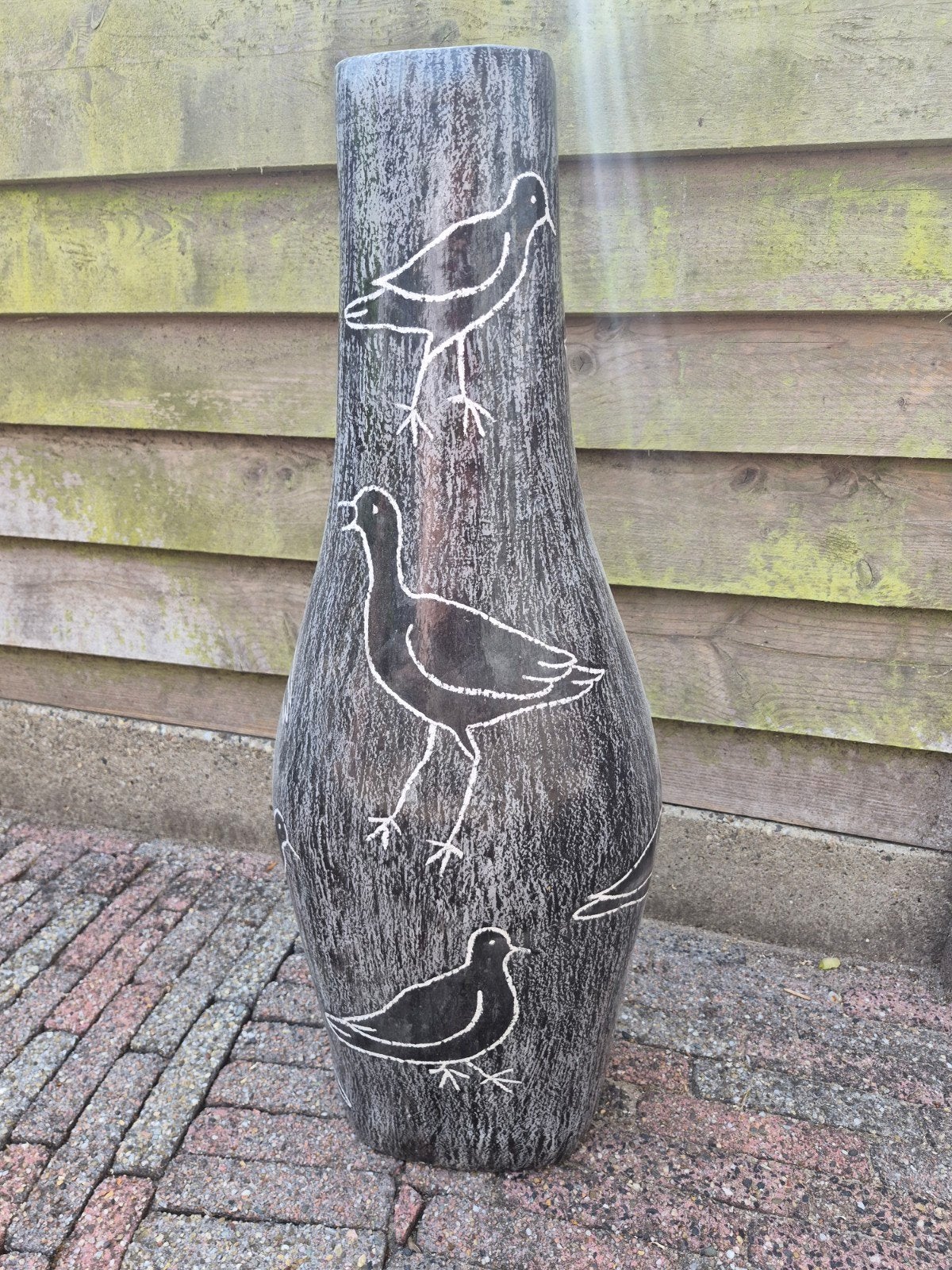 Decoratieve vaas met vogelprint, Ophalen, Overige materialen, Zwart, Zo goed als nieuw