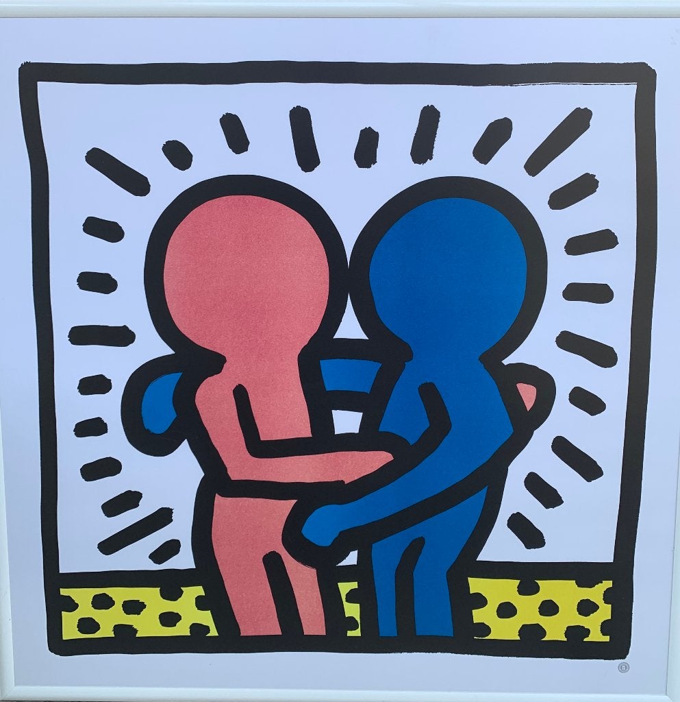 Keith Haring 'Best Buddies'- With Stamp of the estate of KH, Antiek en Kunst, Kunst | Litho's en Zeefdrukken, Ingelijst, Ophalen of Verzenden