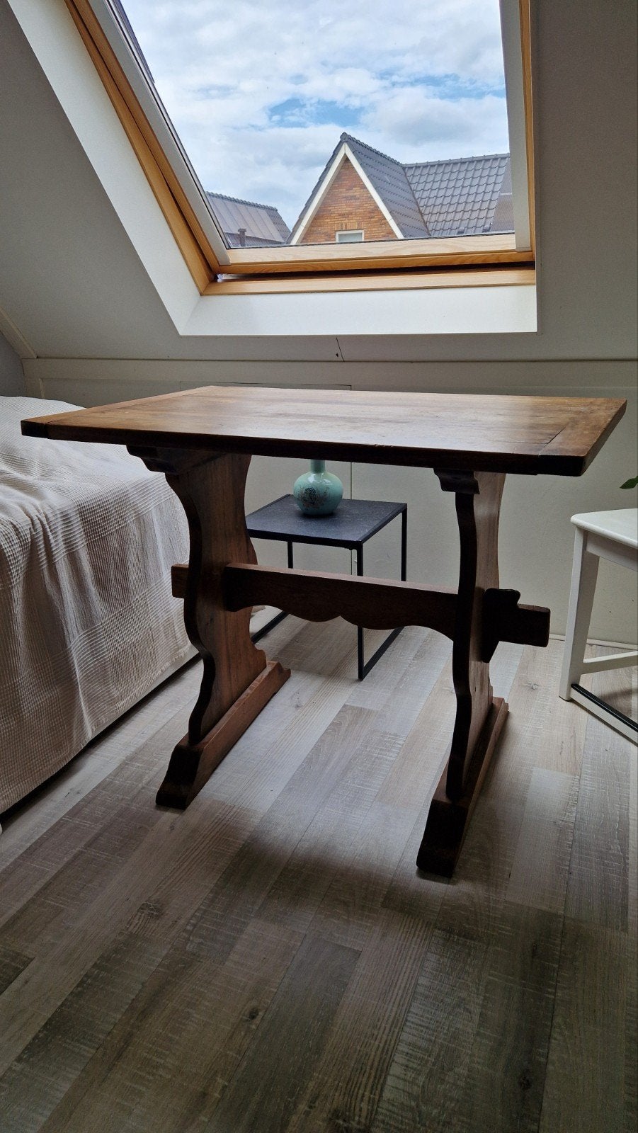 Mooi tafeltje van massief hout, Ophalen, Rechthoekig, 50 tot 100 cm