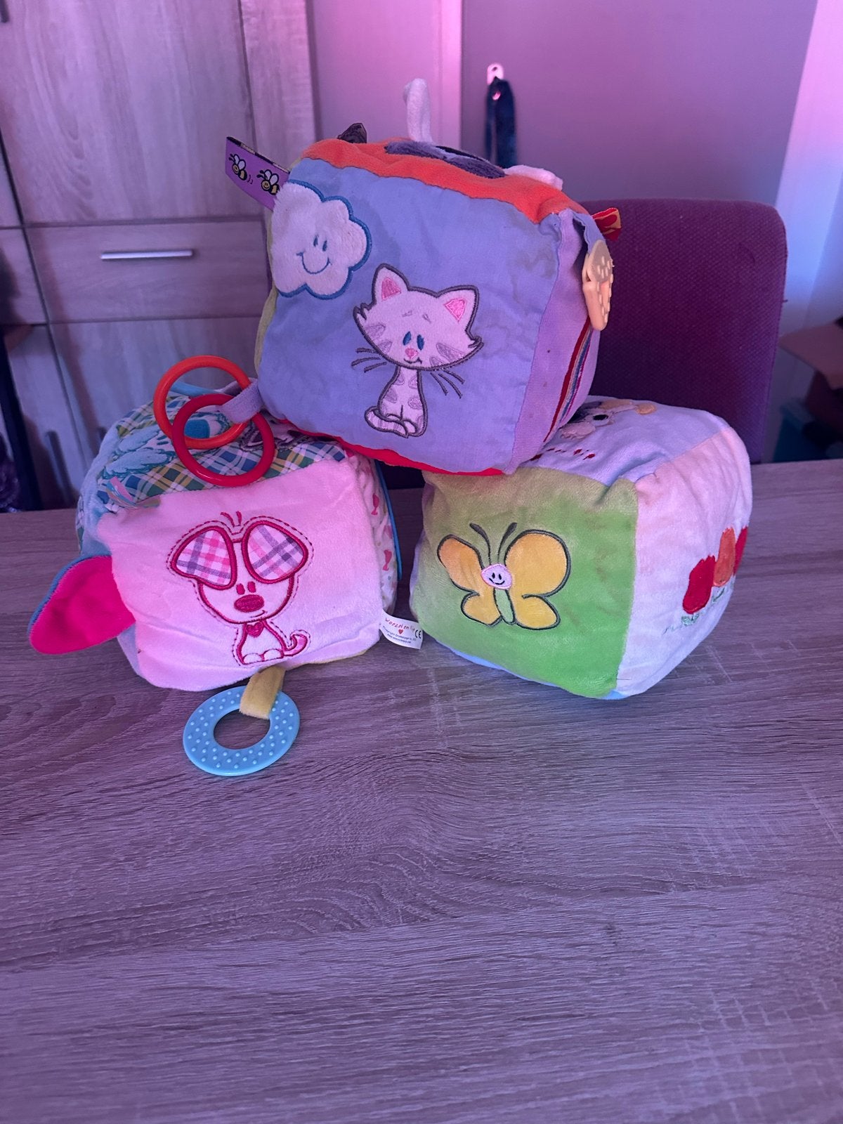 Zachte baby speelblokken van woezel en Pip - set van 3, Kinderen en Baby's, Speelgoed | Babyspeelgoed, Ophalen of Verzenden, Zo goed als nieuw