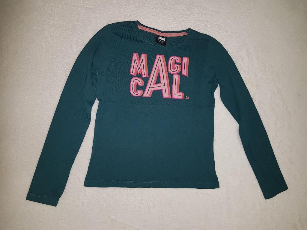Geweldige groene JILL&MITCH longsleeve magical mt 134/140., Kinderen en Baby's, Kinderkleding | Maat 134, Zo goed als nieuw, Shirt of Longsleeve