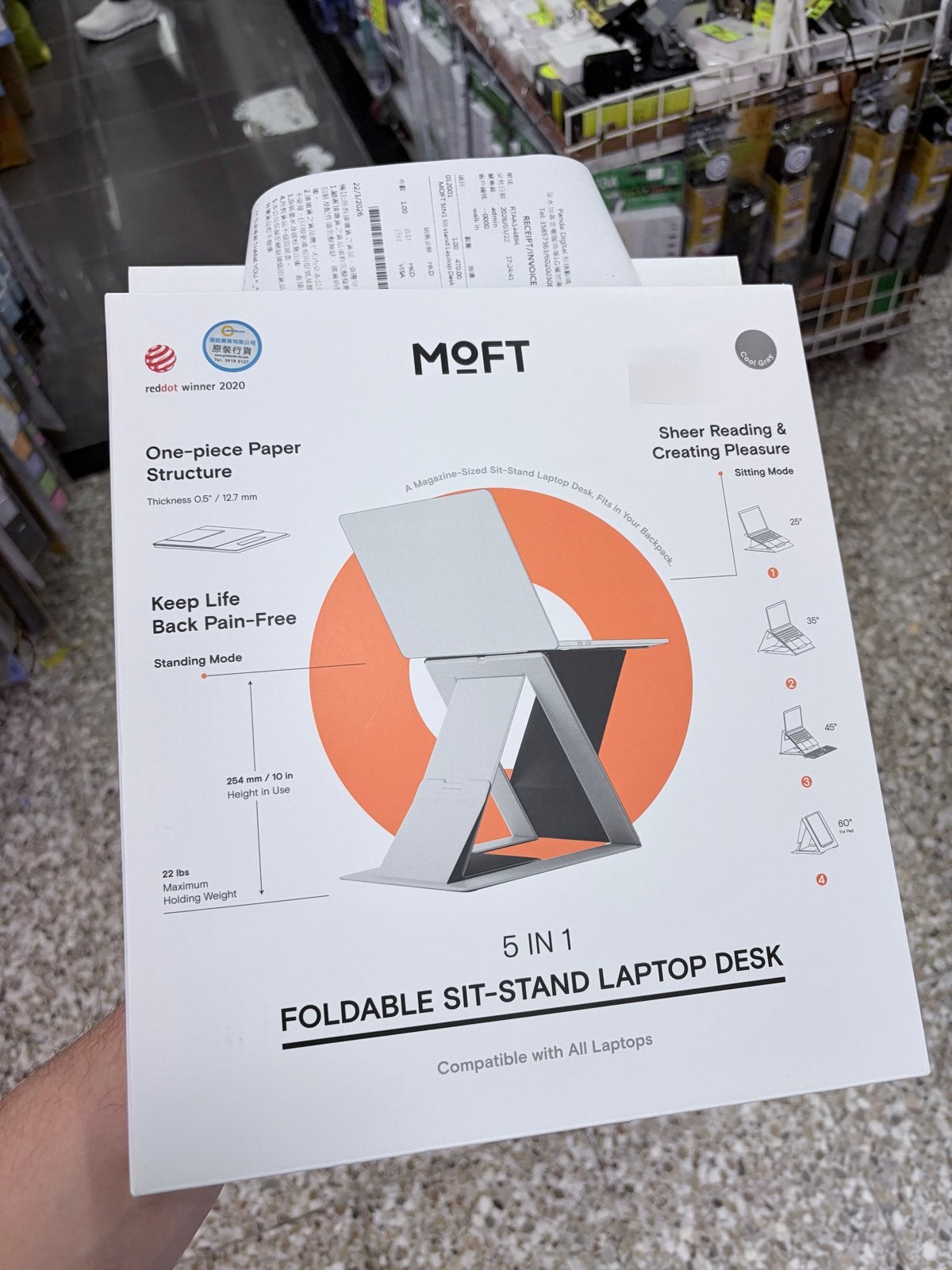 MOFT Opvouwbaar Laptop Bureau - 5-in-1 Zit-Sta Bureau, Computers en Software, Ophalen of Verzenden, Nieuw, In hoogte verstelbaar