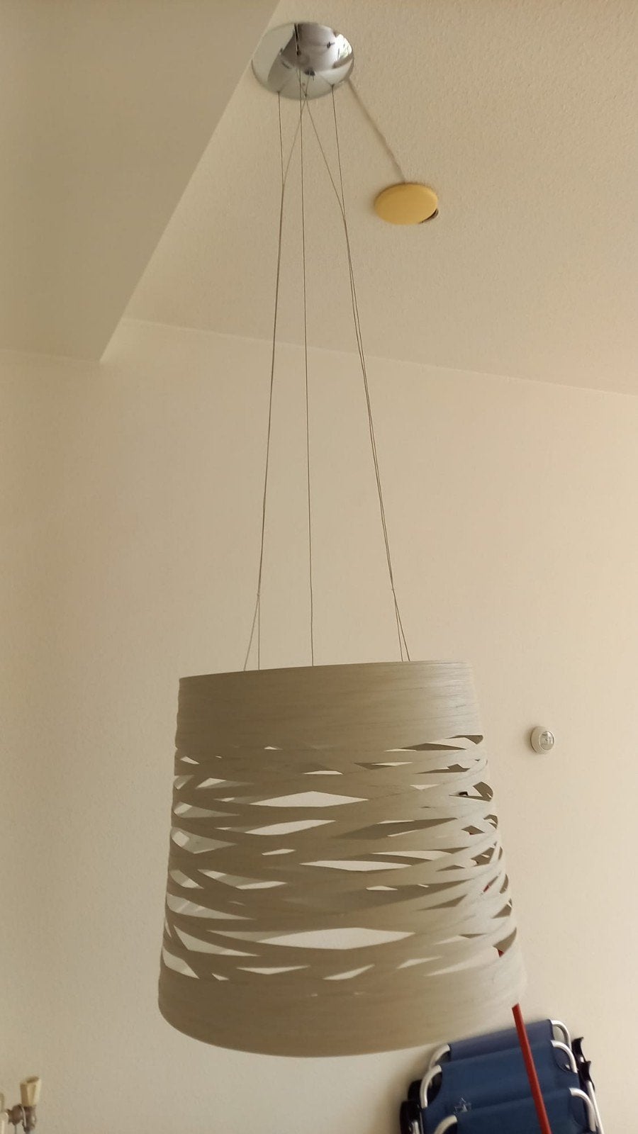 Een exclusieve creme / grijs kleirige FOSCARINI TESShanglamp, Ophalen of Verzenden, Zo goed als nieuw, Glas, Exclusief Modern Design
