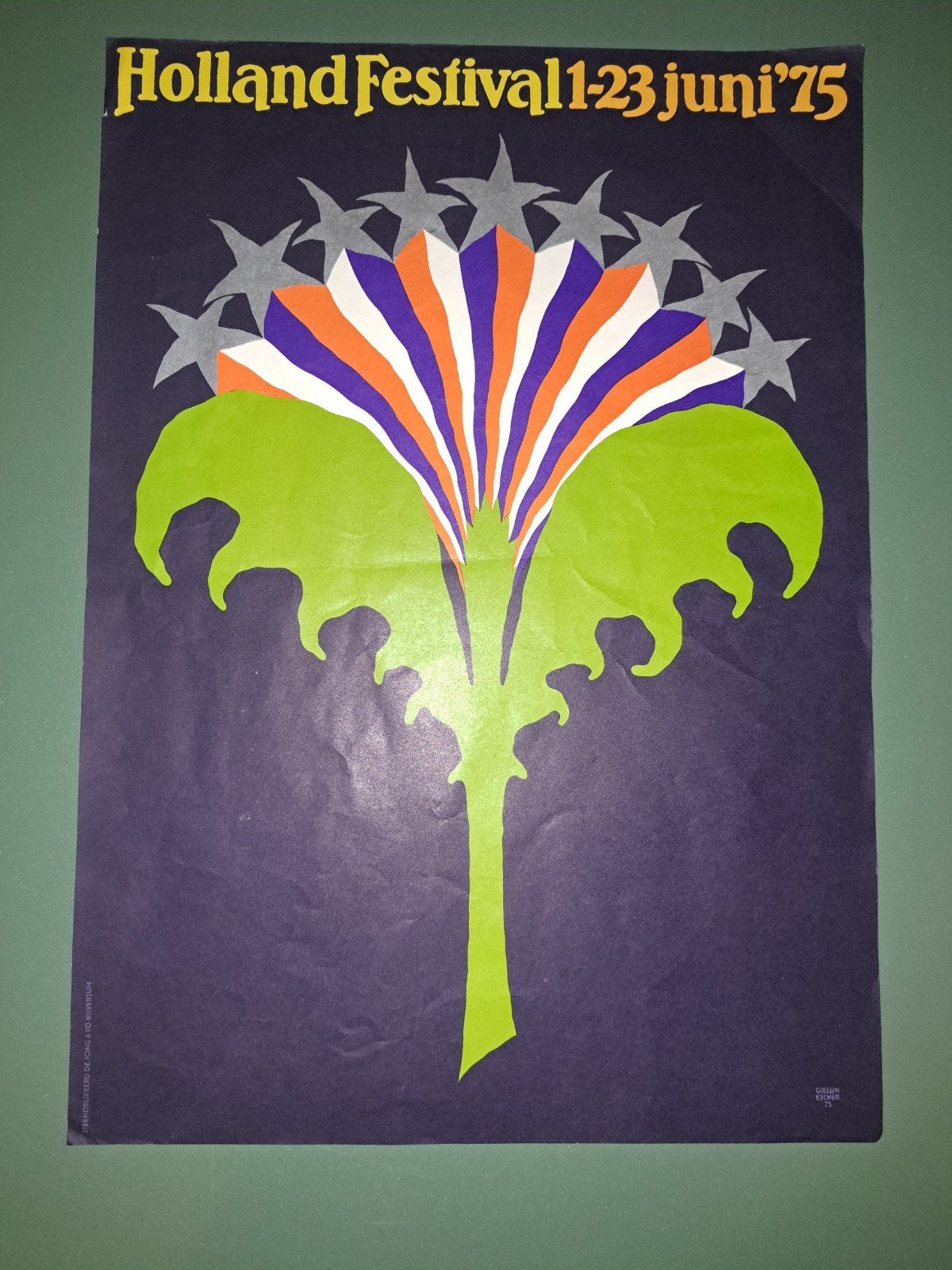Holland Festival 1975 Poster - Vintage Kunst, Ophalen of Verzenden, A1 t/m A3, Overige onderwerpen, Rechthoekig Staand
