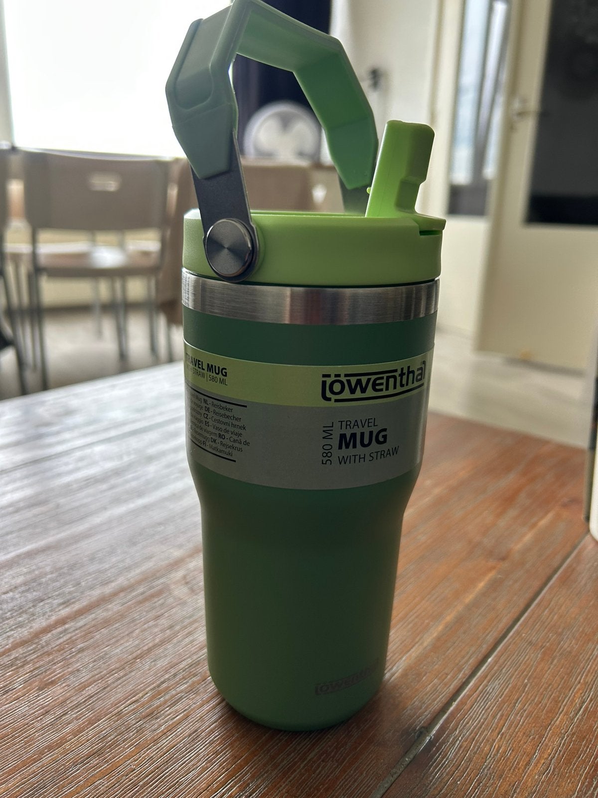 Löwenthal Thermosbeker Travel Mug - Rietje en Handvat 580ml, Ophalen of Verzenden, Nieuw