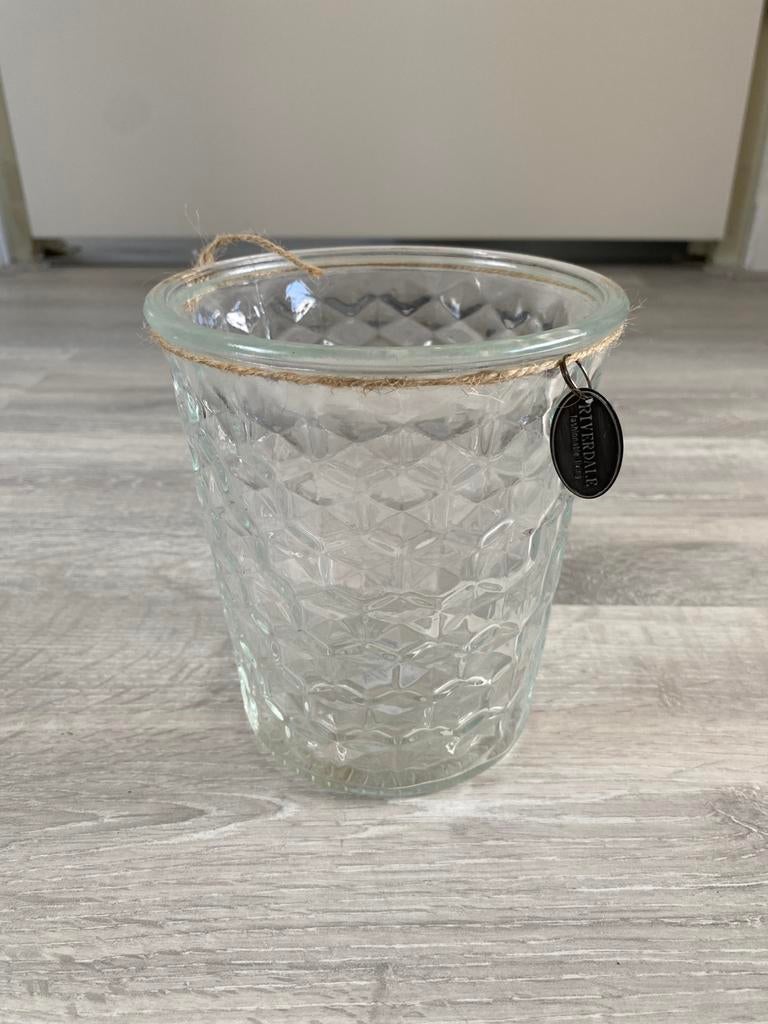Riverdale glazen bloempot vaas met structuur, Ophalen of Verzenden, Nieuw, Overige kleuren, Glas