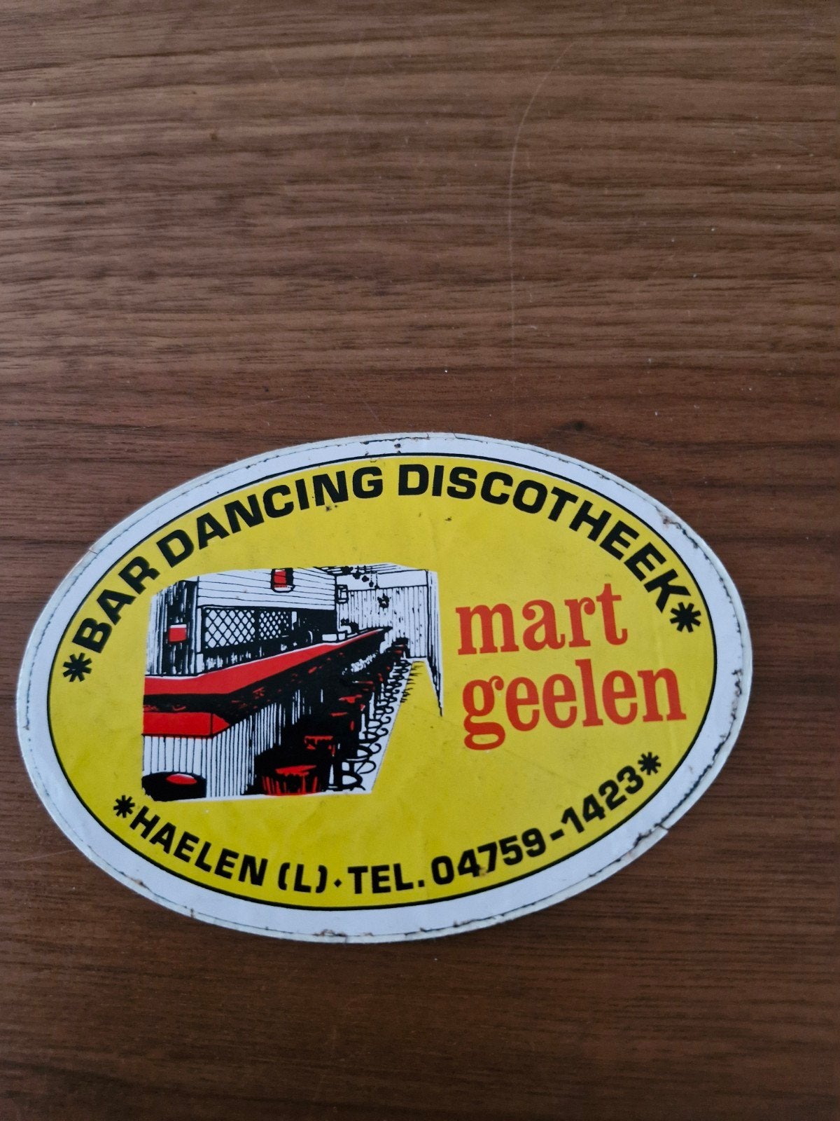 10632 Sticker Bar Dancing Discotheek Mart Geelen Haelen, Verzamelen, Ophalen of Verzenden, Gebruikt, Overige typen