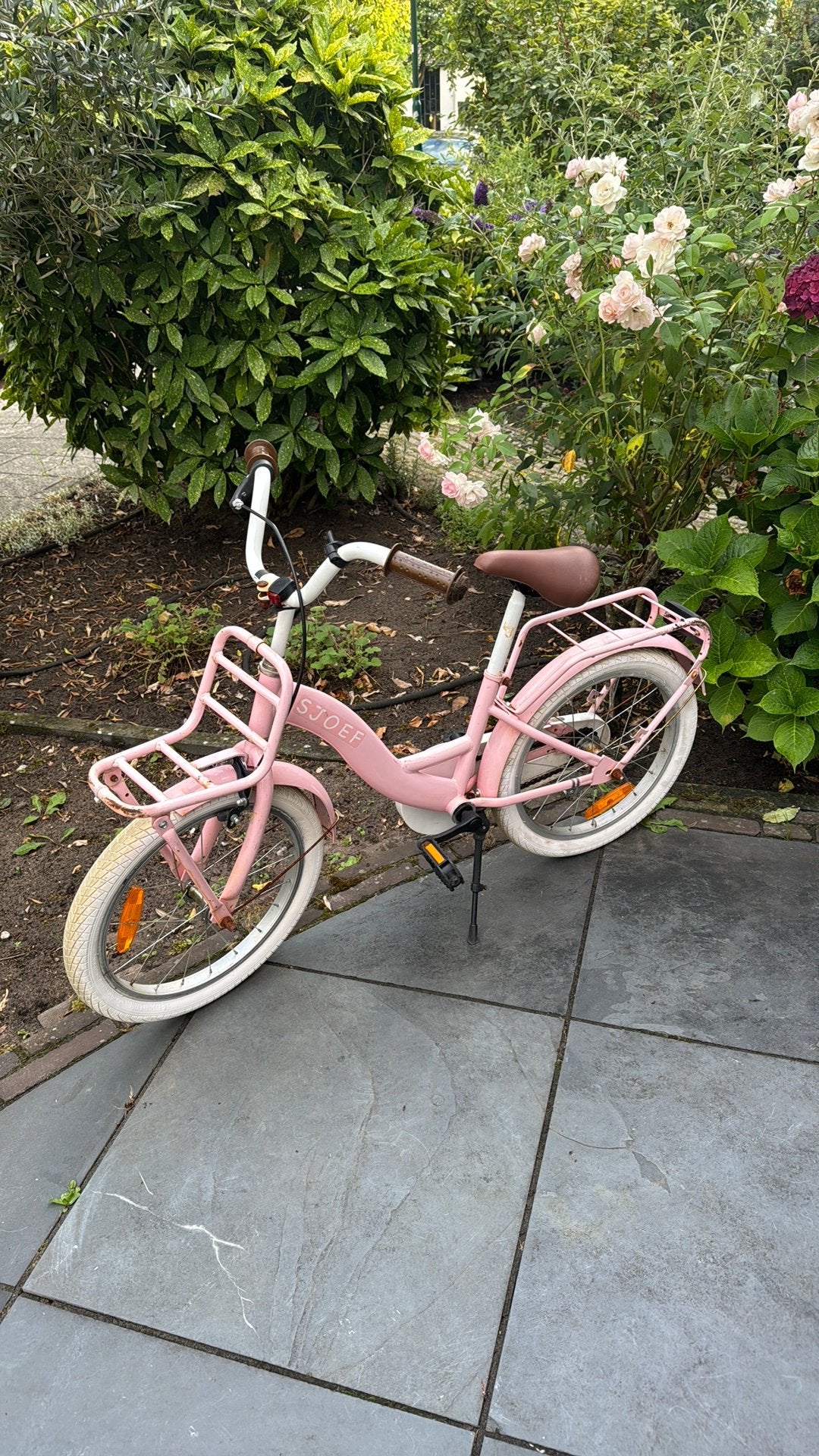 Kinder fietsje roze, metk Sjoef., Ophalen, Gebruikt, Handrem, 16 inch