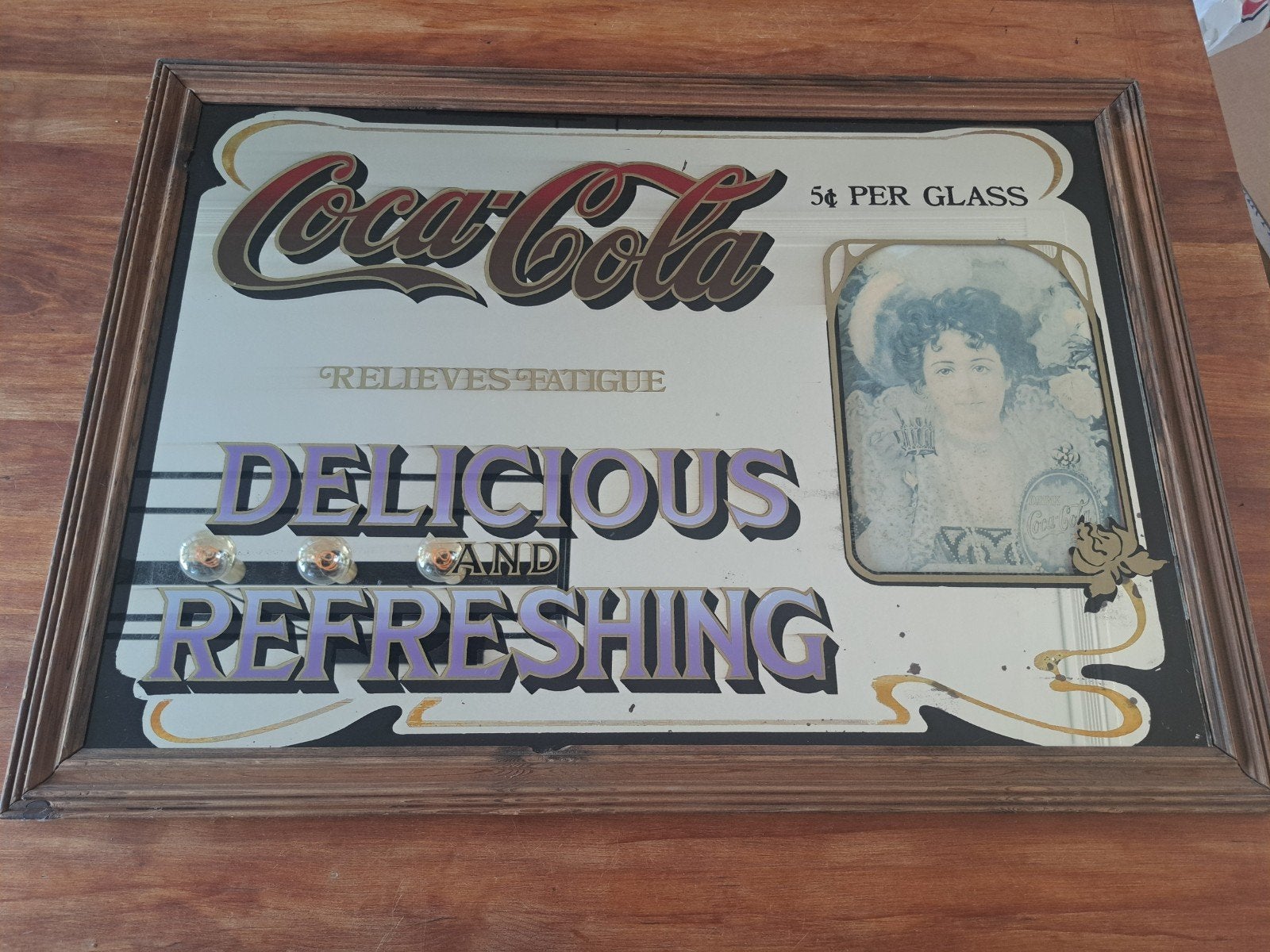 Vintage Coca-Cola spiegel - 'Delicious and Refreshing', Ophalen of Verzenden, Rechthoekig, 50 tot 100 cm, Minder dan 100 cm