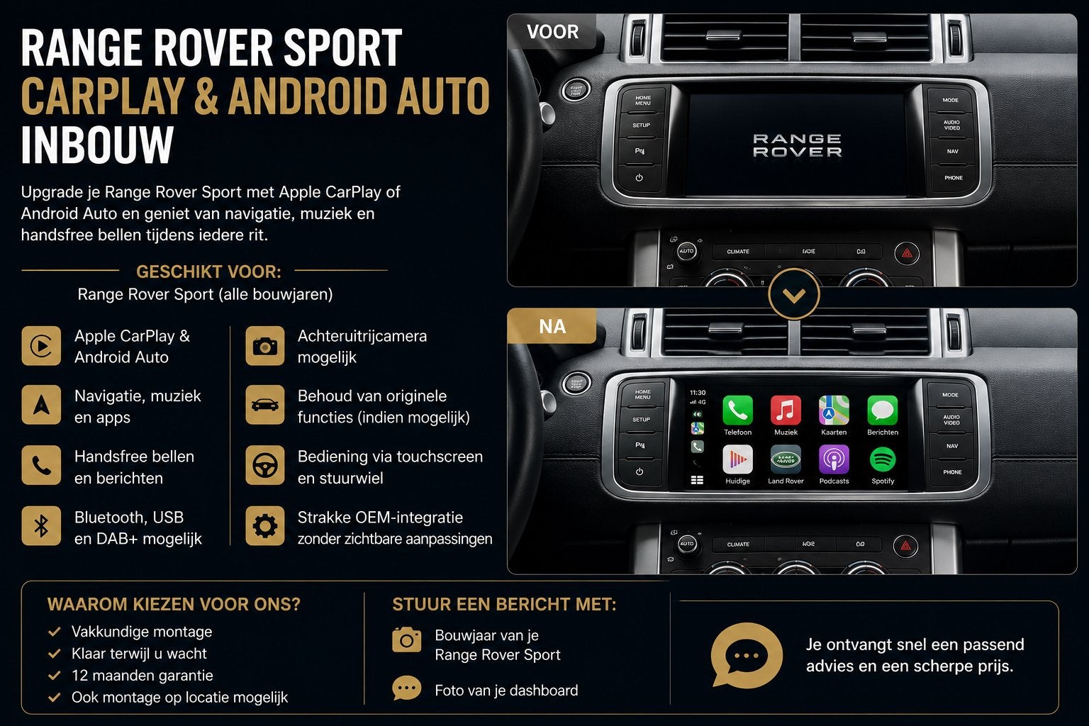 Range Rover Sport CarPlay & Android Auto Inbouw, Auto diversen, Autoradio's, Nieuw, Ophalen