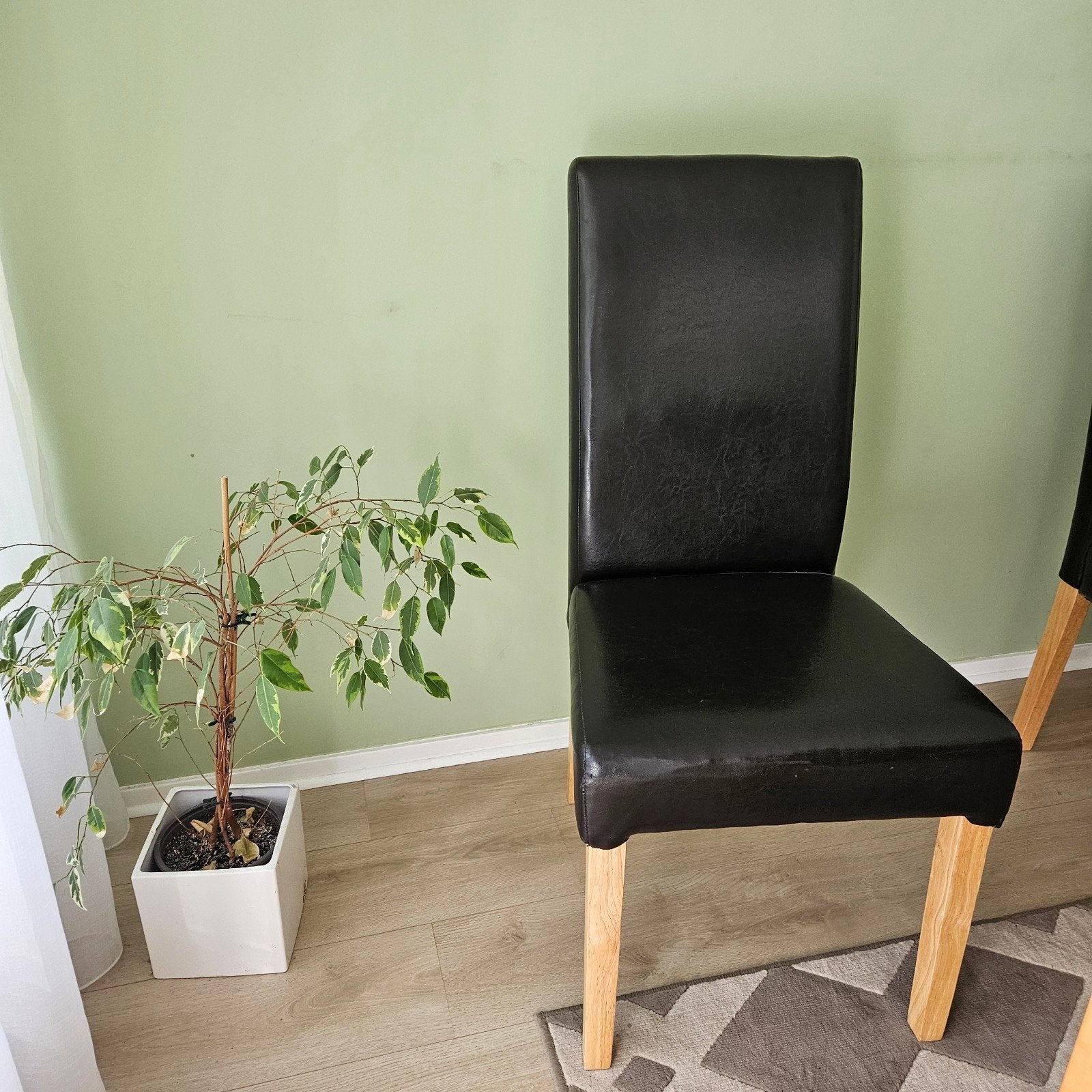 Zwarte eetkamerstoelen x6, Ophalen, Gebruikt, Zwart, Leer