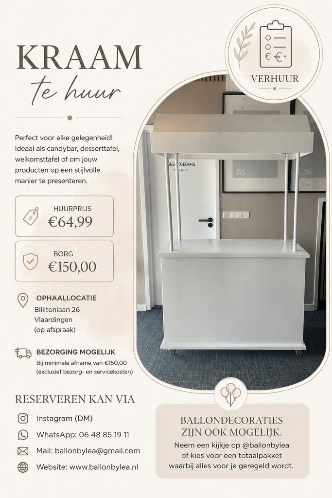 Kraam te huur, Ophalen of Verzenden