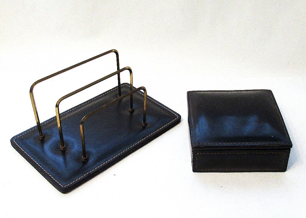 Vintage bureauaccessoires brievenstandaard en doos van '60, Ophalen of Verzenden